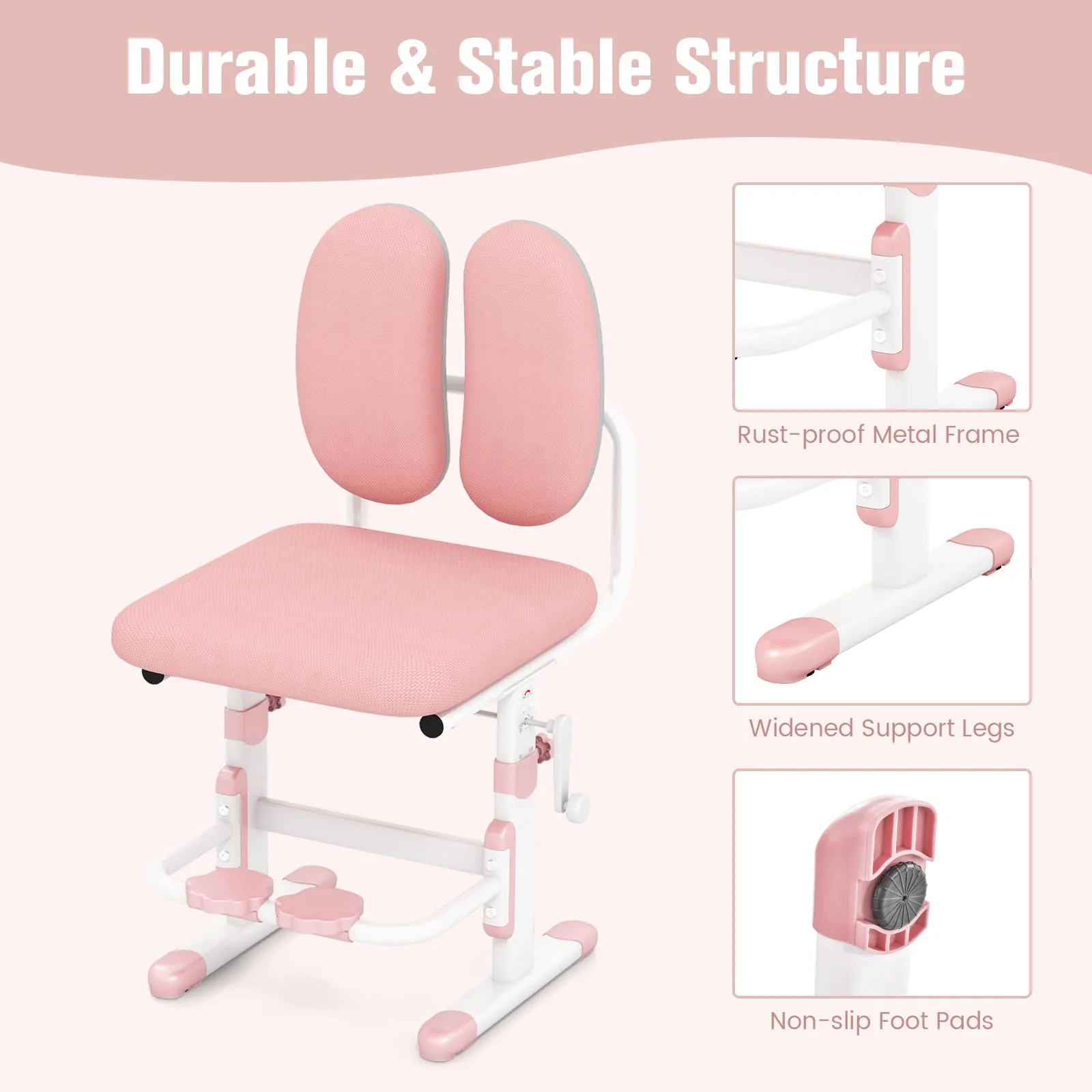 BABY JOY Height-Adjustable Kids Desk Chair, Ergonomic Children Study Chair - Image 8