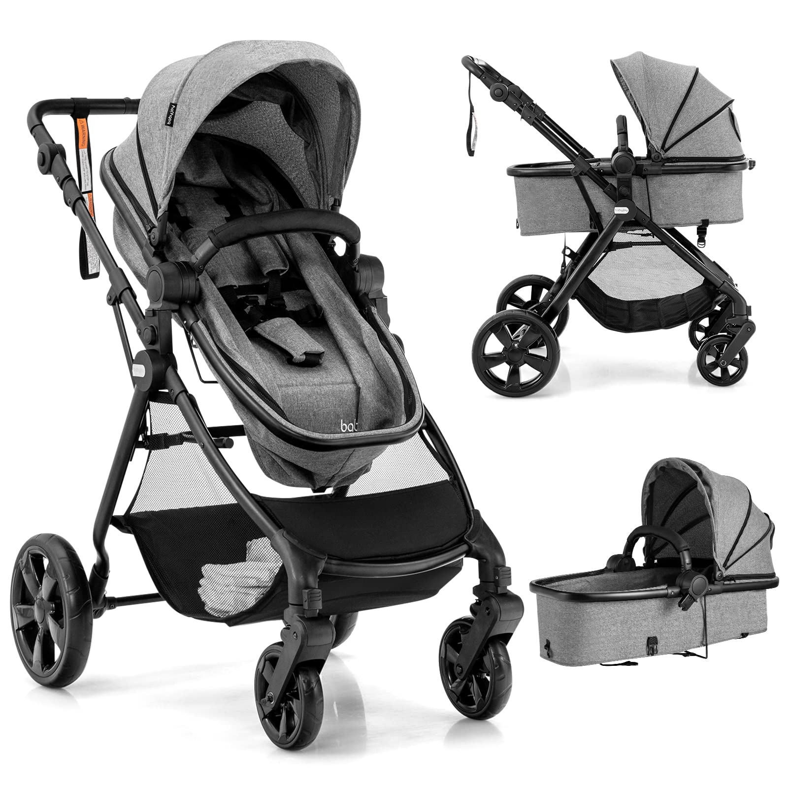 BABY JOY 2 in 1 High Landscape Baby Stroller, Convertible Baby Pram Jogger - Image 9