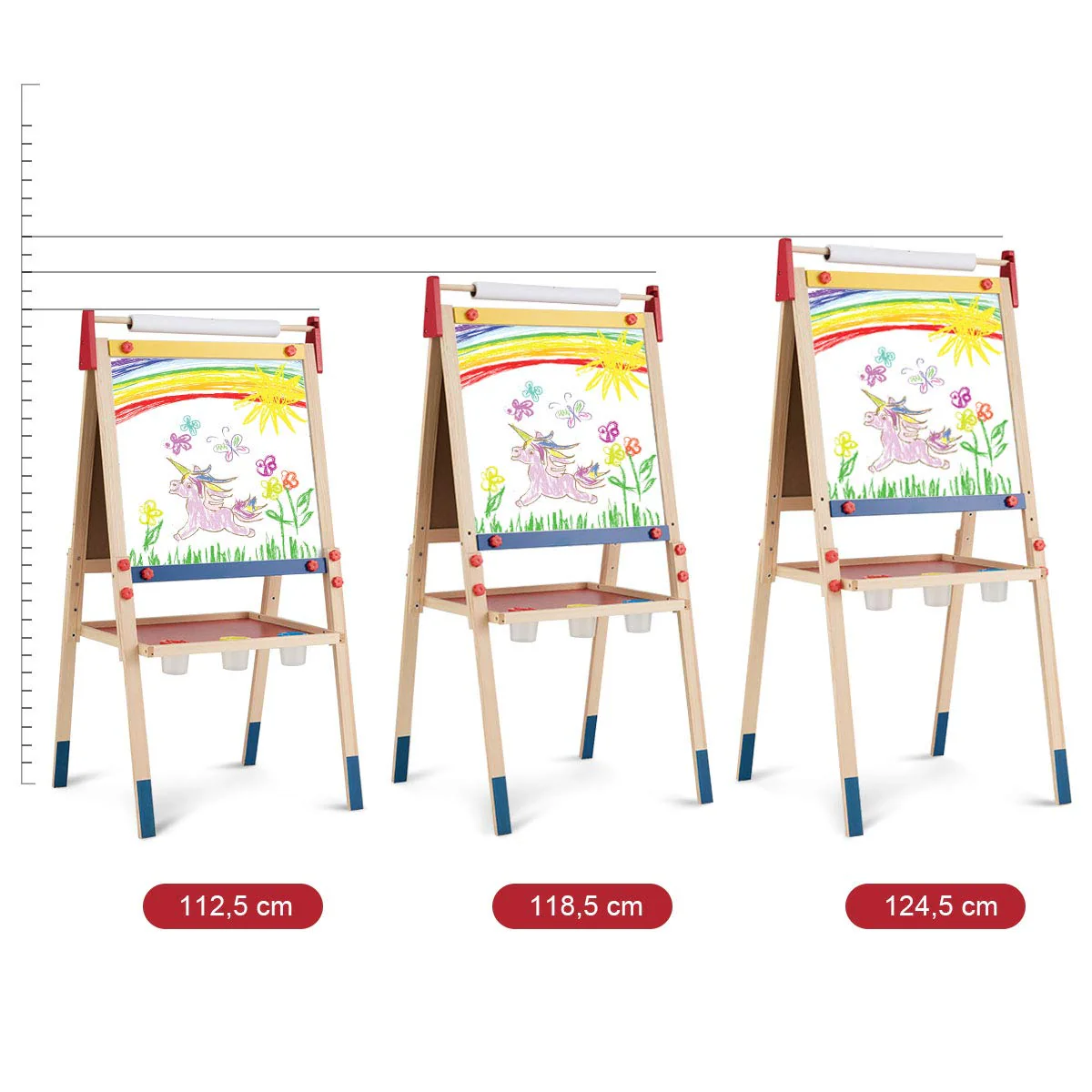 BABY JOY Kids Art Easel, 3 in 1 Double Sided Adjustable Chalkboard & Whiteboard - Image 5