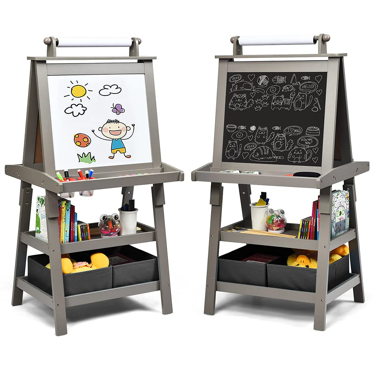 BABY JOY Kids Art Easel, 3 in 1 Double-Sided Standing Easel for Toddlers - Image 10
