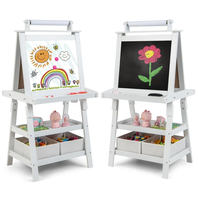 BABY JOY Kids Art Easel, 3 in 1 Double-Sided Standing Easel for Toddlers - Image 12