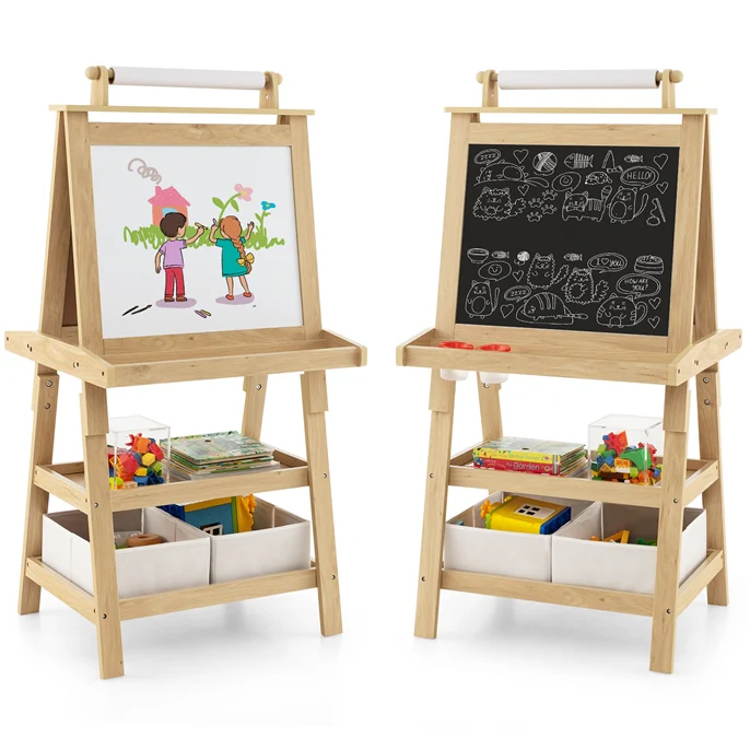 BABY JOY Kids Art Easel, 3 in 1 Double-Sided Standing Easel for Toddlers - Image 14