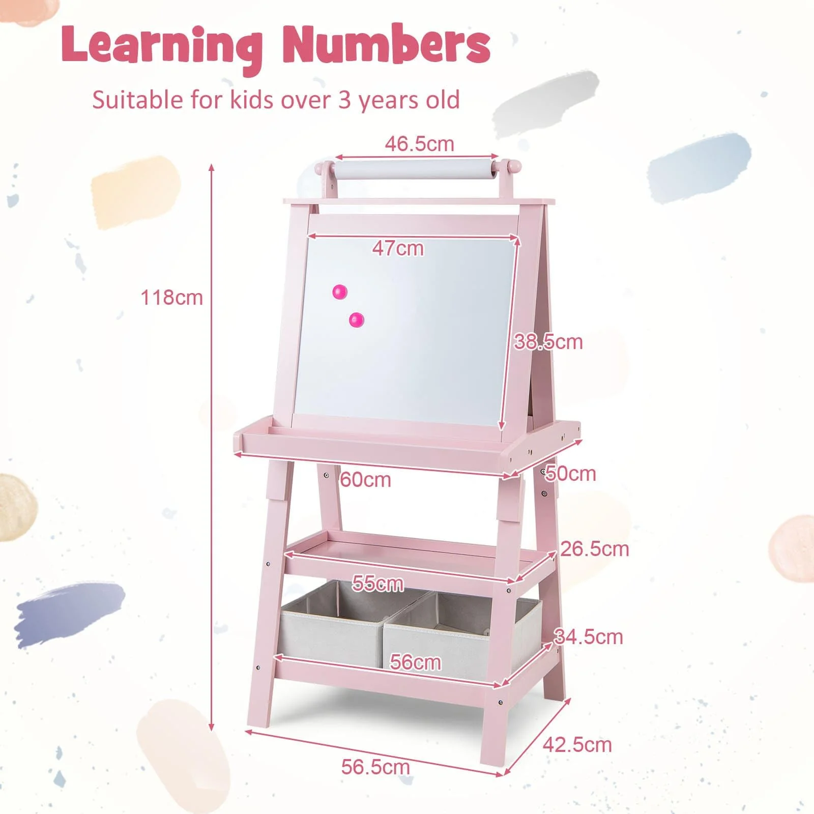 BABY JOY Kids Art Easel, 3 in 1 Double-Sided Standing Easel for Toddlers - Image 7