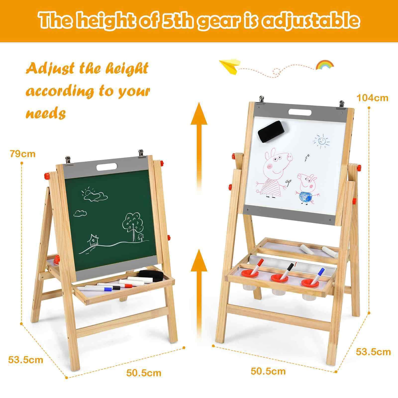 BABY JOY Kids Art Easel, 3-in-1 Wooden Toddler Easel w/Paper Roll, Storage Tray, Eraser - Image 6