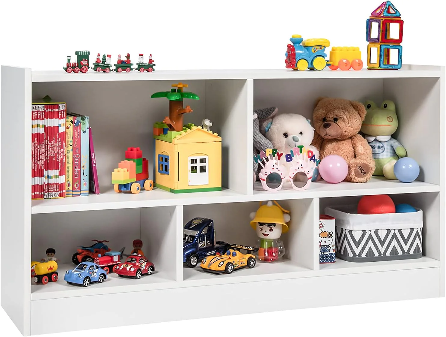 BABY JOY Kids Bookshelf & Toy Shelf, Storage Cabinet w/ 5 Compartments for Organizing Toys, Dolls - Image 10