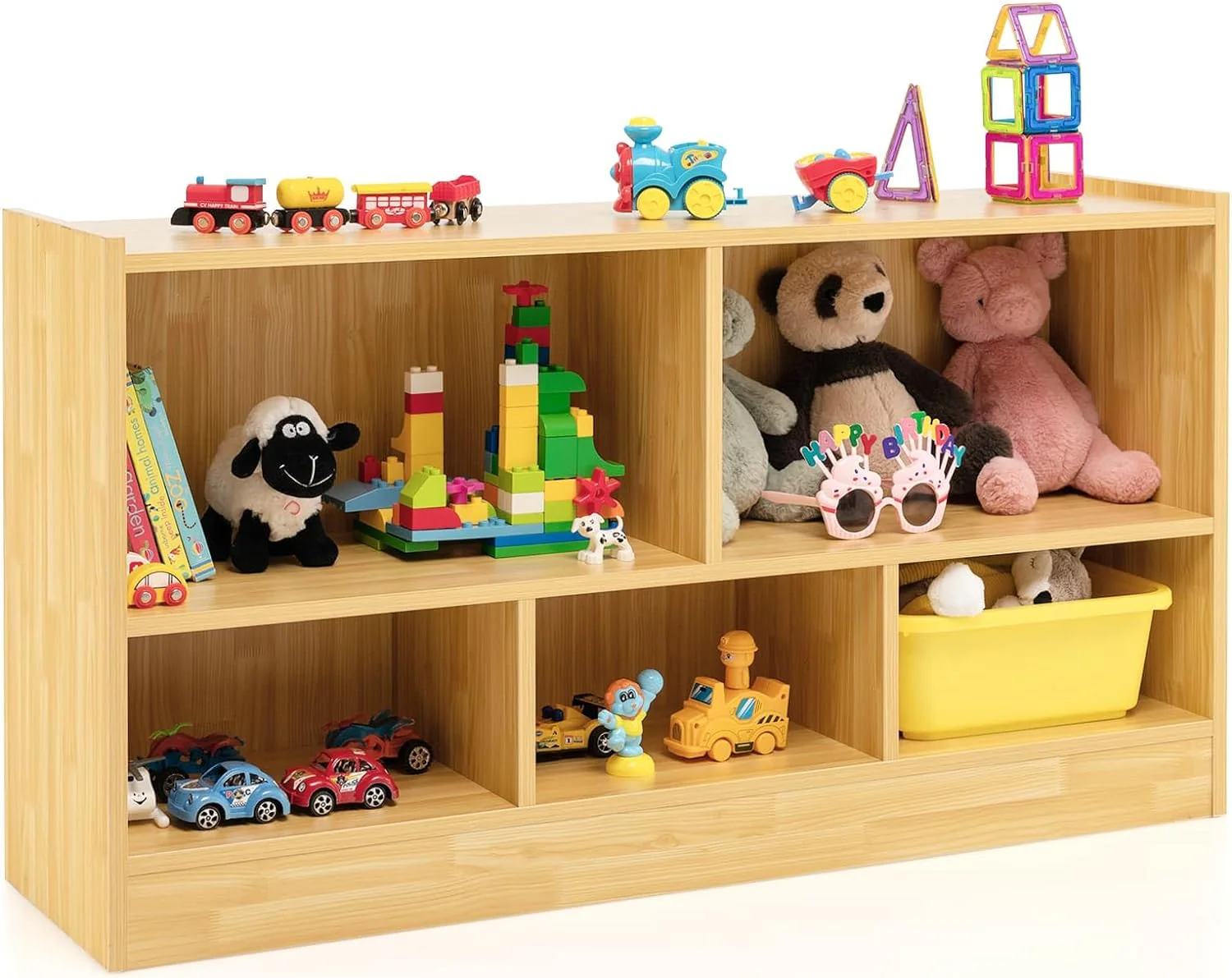 BABY JOY Kids Bookshelf & Toy Shelf, Storage Cabinet w/ 5 Compartments for Organizing Toys, Dolls - Image 11