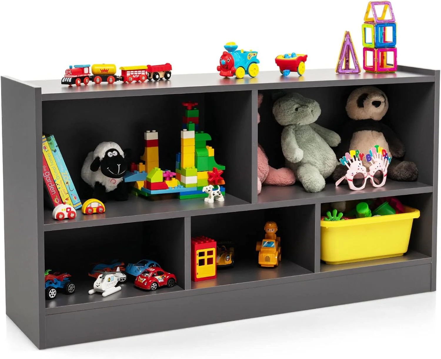 BABY JOY Kids Bookshelf & Toy Shelf, Storage Cabinet w/ 5 Compartments for Organizing Toys, Dolls - Image 12