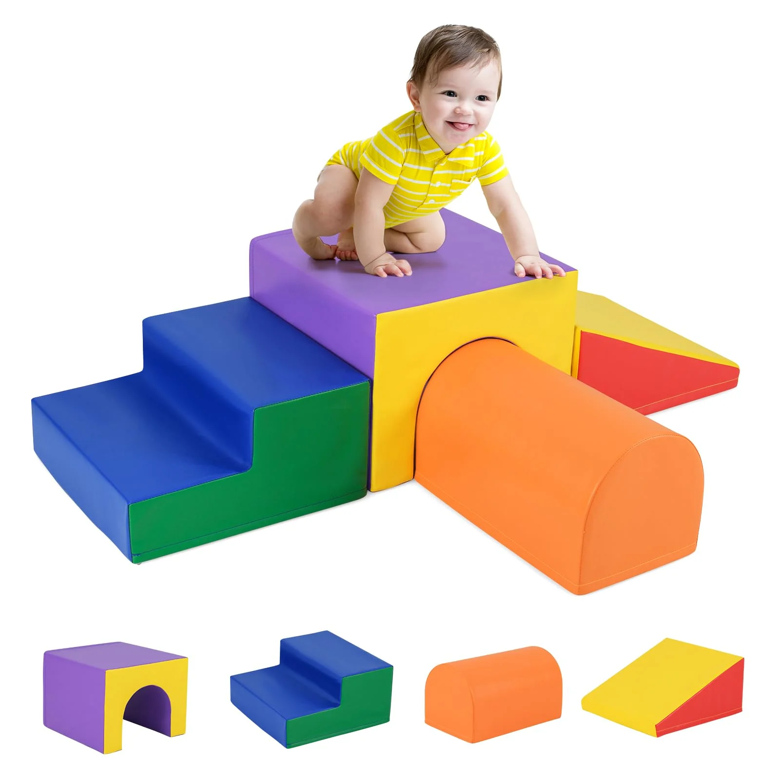 BABY JOY 4-Piece Kids Climb and Crawl Foam Block Play Set, Toddler Soft Building Blocks - Image 10