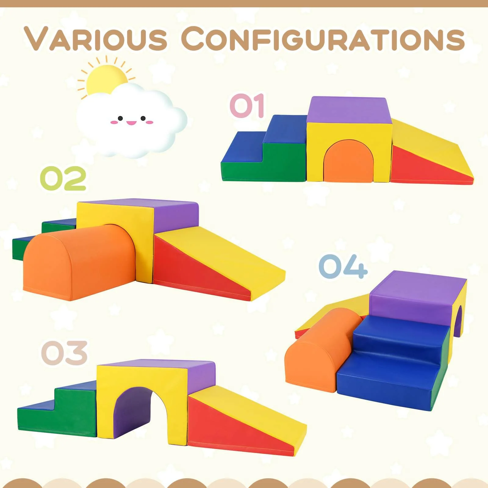 BABY JOY 4-Piece Kids Climb and Crawl Foam Block Play Set, Toddler Soft Building Blocks - Image 13