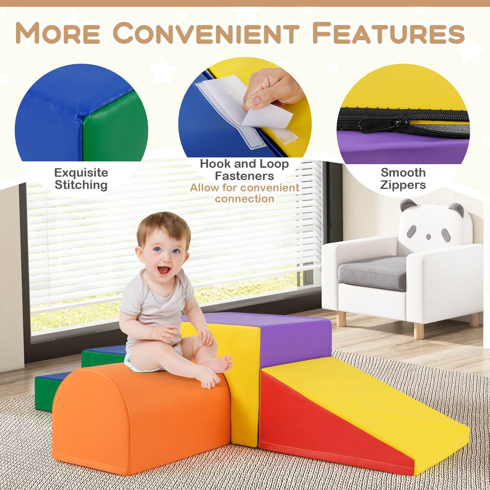 BABY JOY 4-Piece Kids Climb and Crawl Foam Block Play Set, Toddler Soft Building Blocks - Image 16