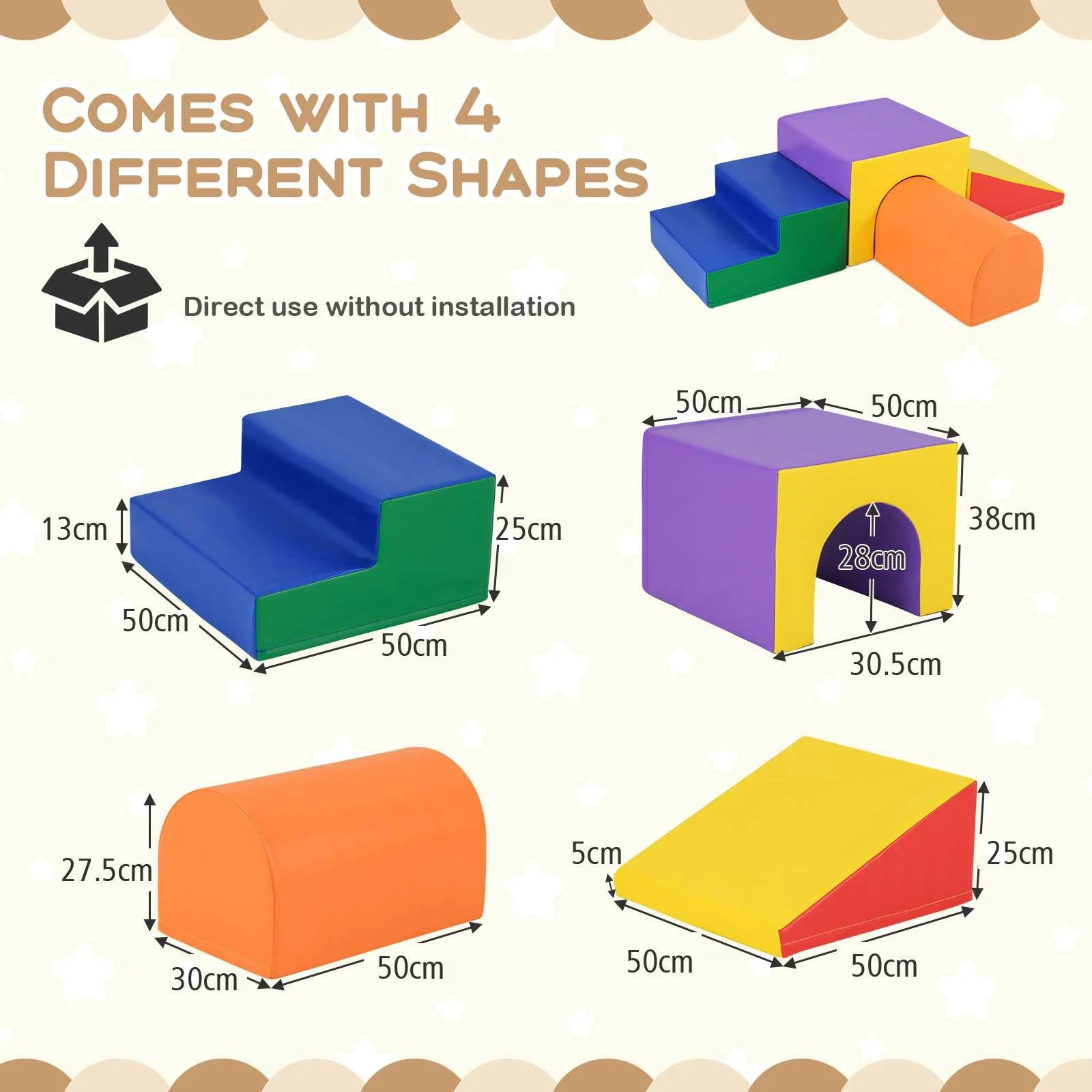 BABY JOY 4-Piece Kids Climb and Crawl Foam Block Play Set, Toddler Soft Building Blocks - Image 17