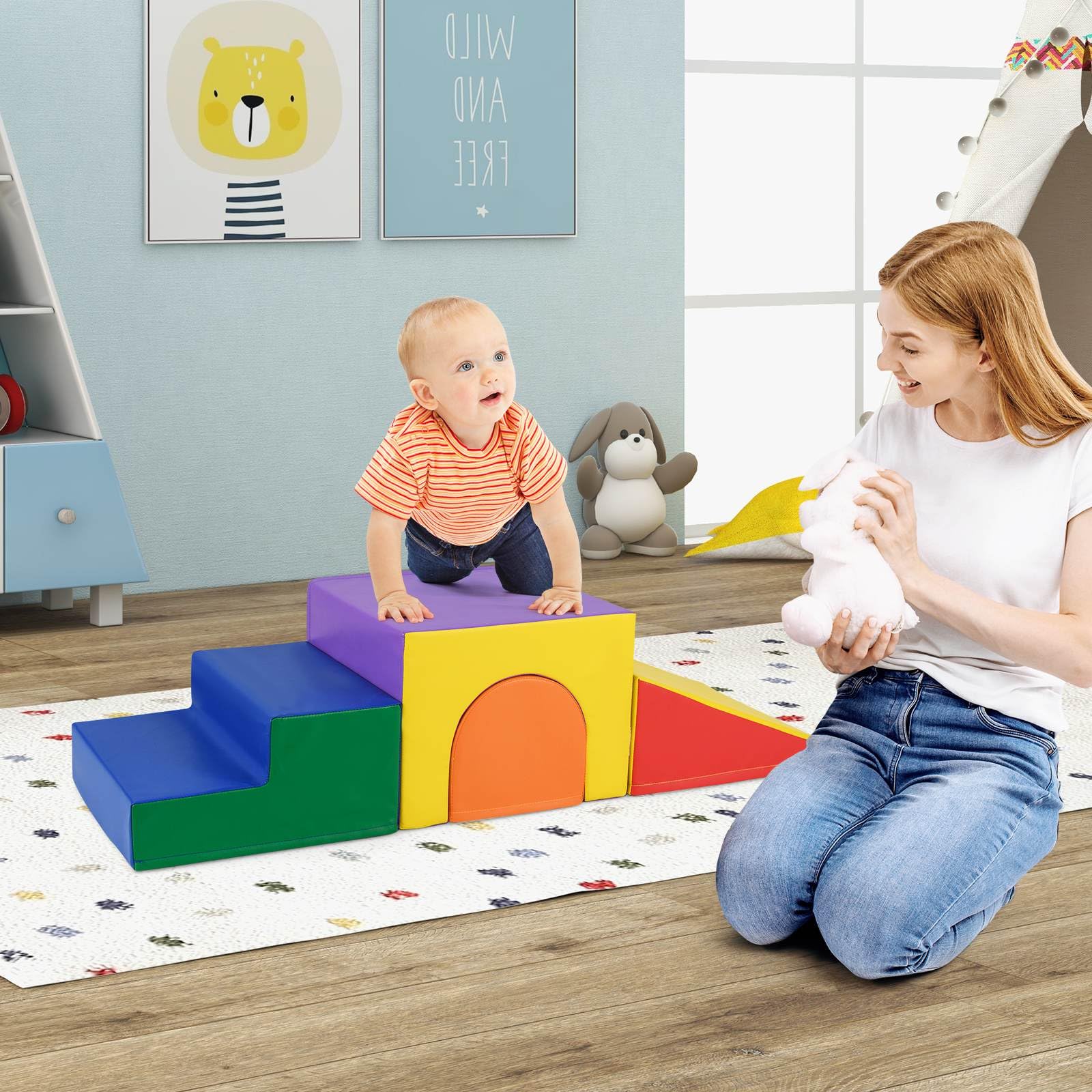 BABY JOY 4-Piece Kids Climb and Crawl Foam Block Play Set, Toddler Soft Building Blocks - Image 18