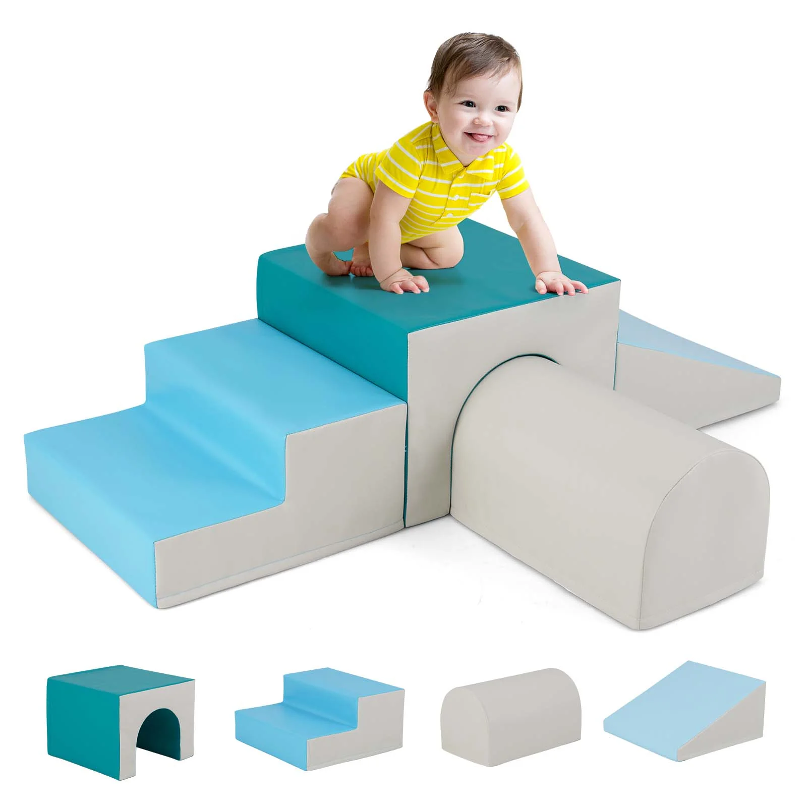 BABY JOY 4-Piece Kids Climb and Crawl Foam Block Play Set, Toddler Soft Building Blocks - Image 19