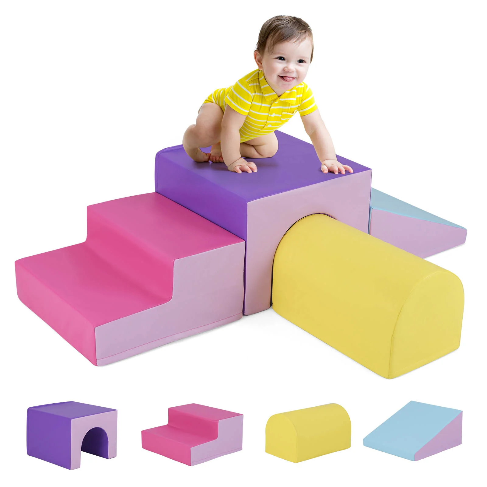 BABY JOY 4-Piece Kids Climb and Crawl Foam Block Play Set, Toddler Soft Building Blocks - Image 20