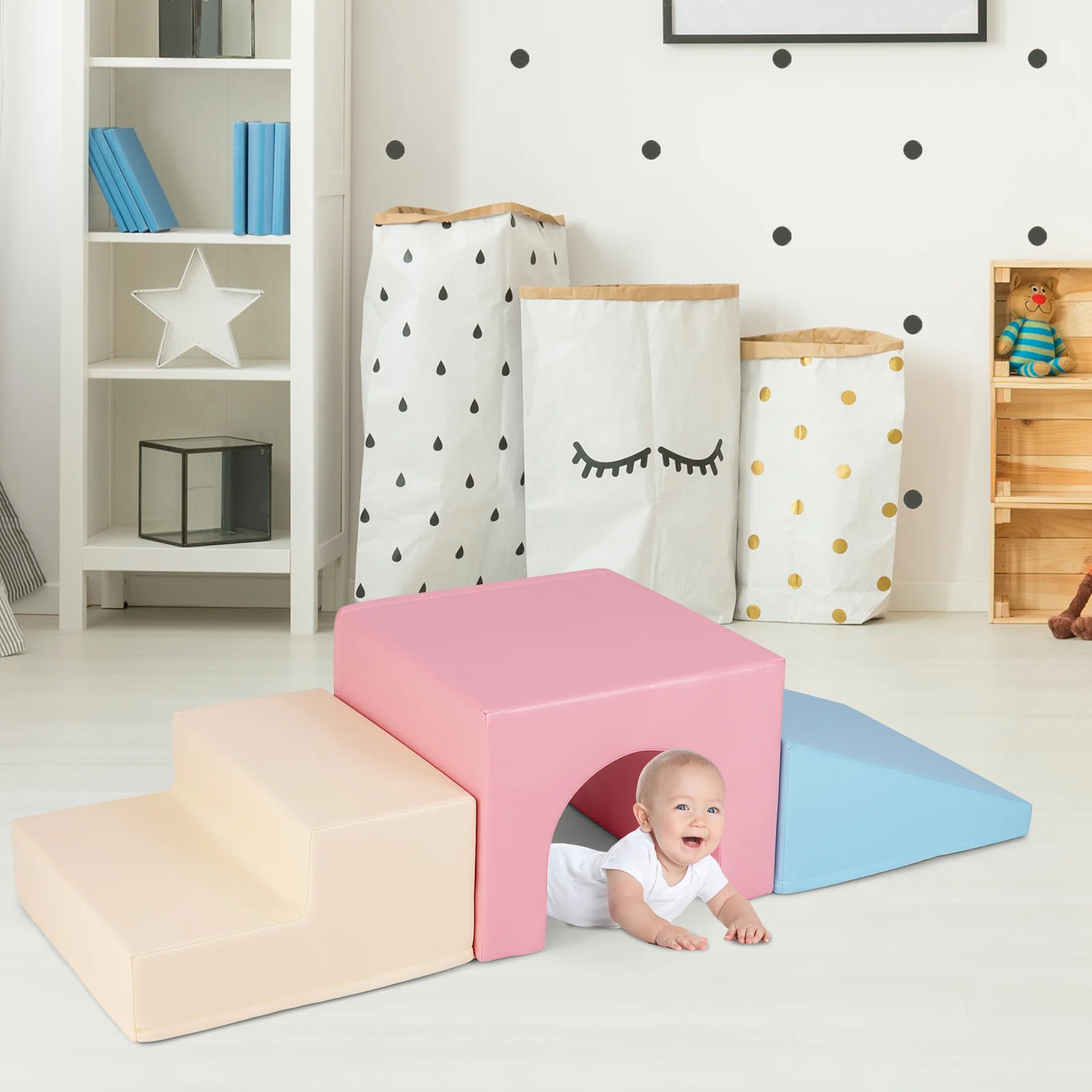 BABY JOY 4-Piece Kids Climb and Crawl Foam Block Play Set, Toddler Soft Building Blocks - Image 3