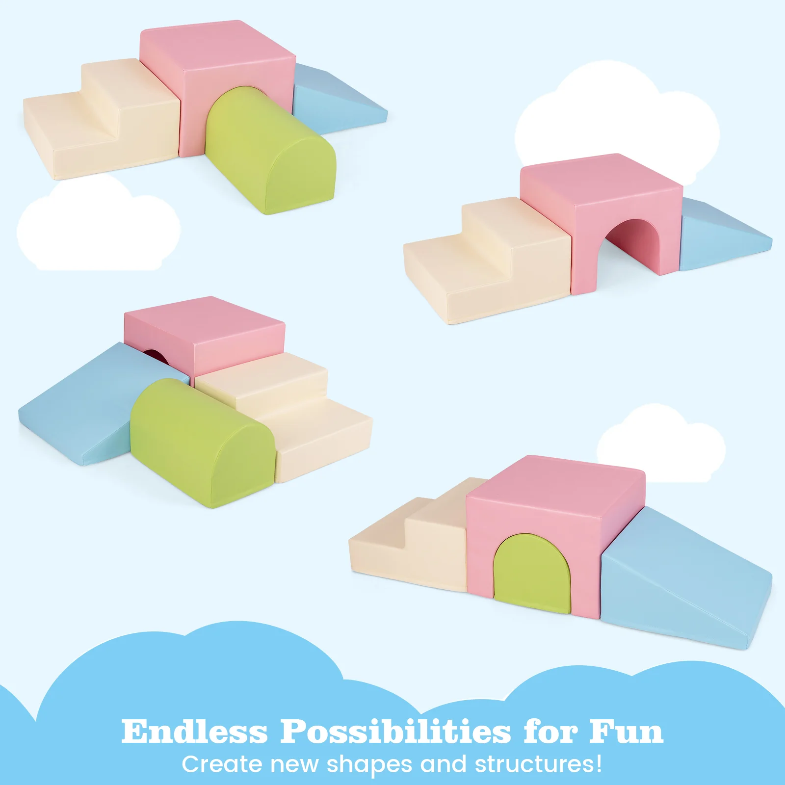 BABY JOY 4-Piece Kids Climb and Crawl Foam Block Play Set, Toddler Soft Building Blocks - Image 5