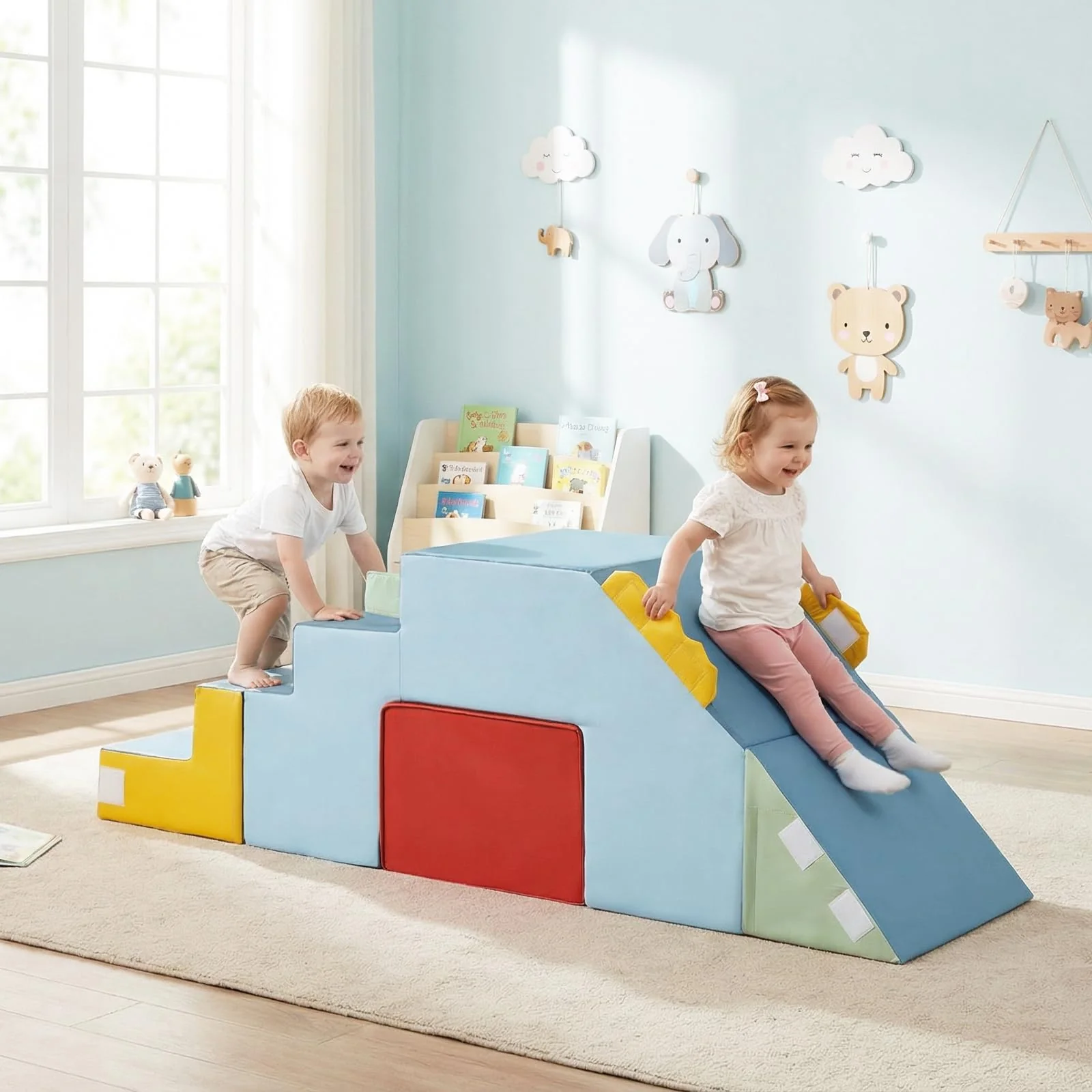 BABY JOY Kids Climb & Crawl Playset, Toddler Climber with Slide & Stairs - Image 2