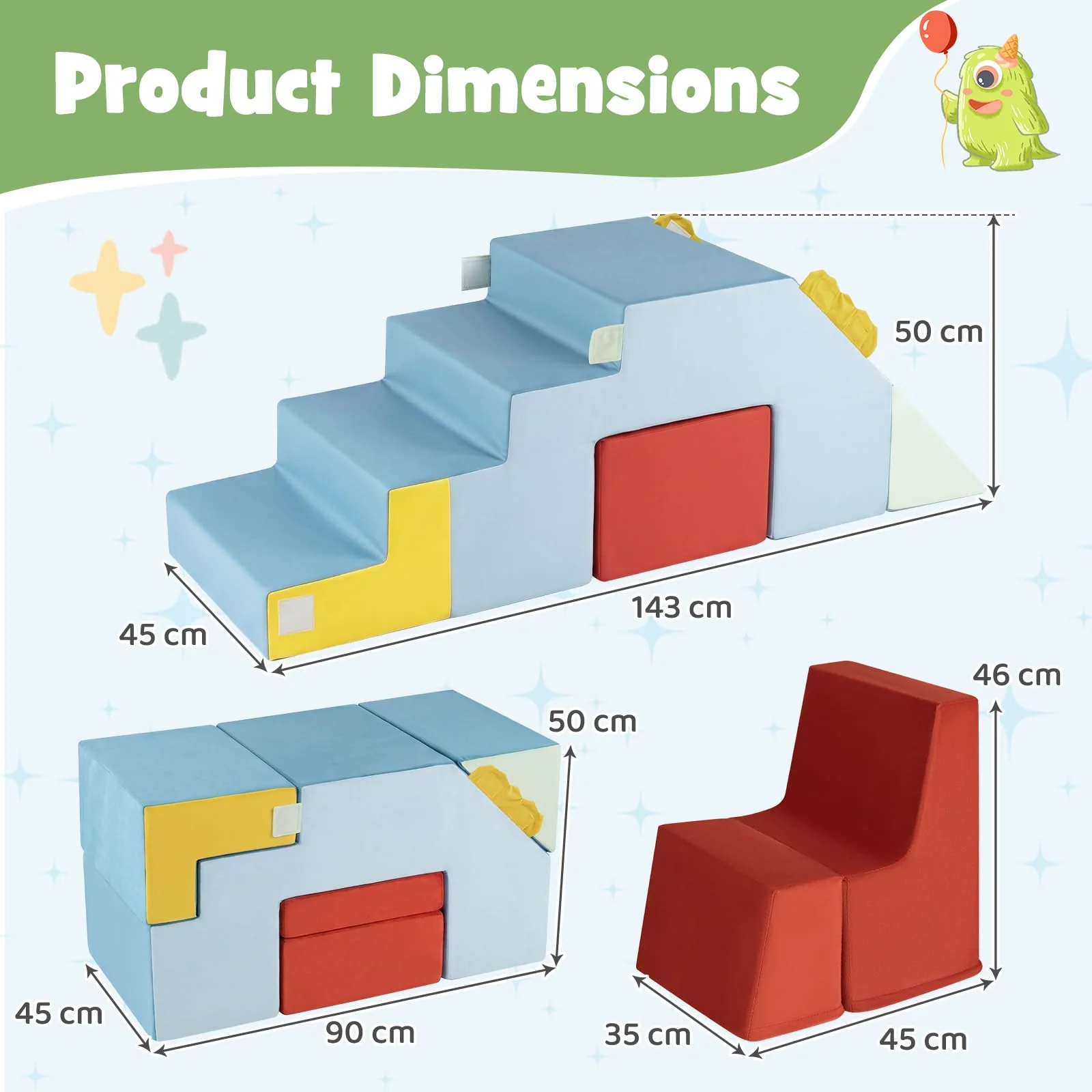 BABY JOY Kids Climb & Crawl Playset, Toddler Climber with Slide & Stairs - Image 3