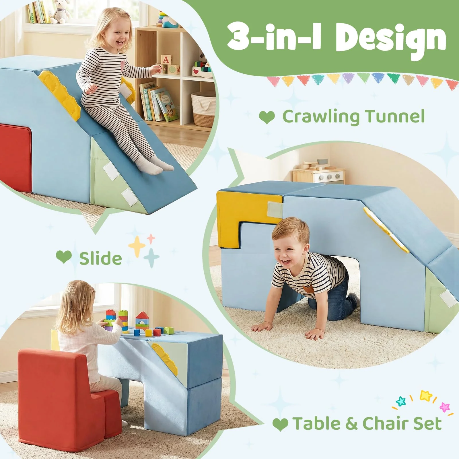 BABY JOY Kids Climb & Crawl Playset, Toddler Climber with Slide & Stairs - Image 5
