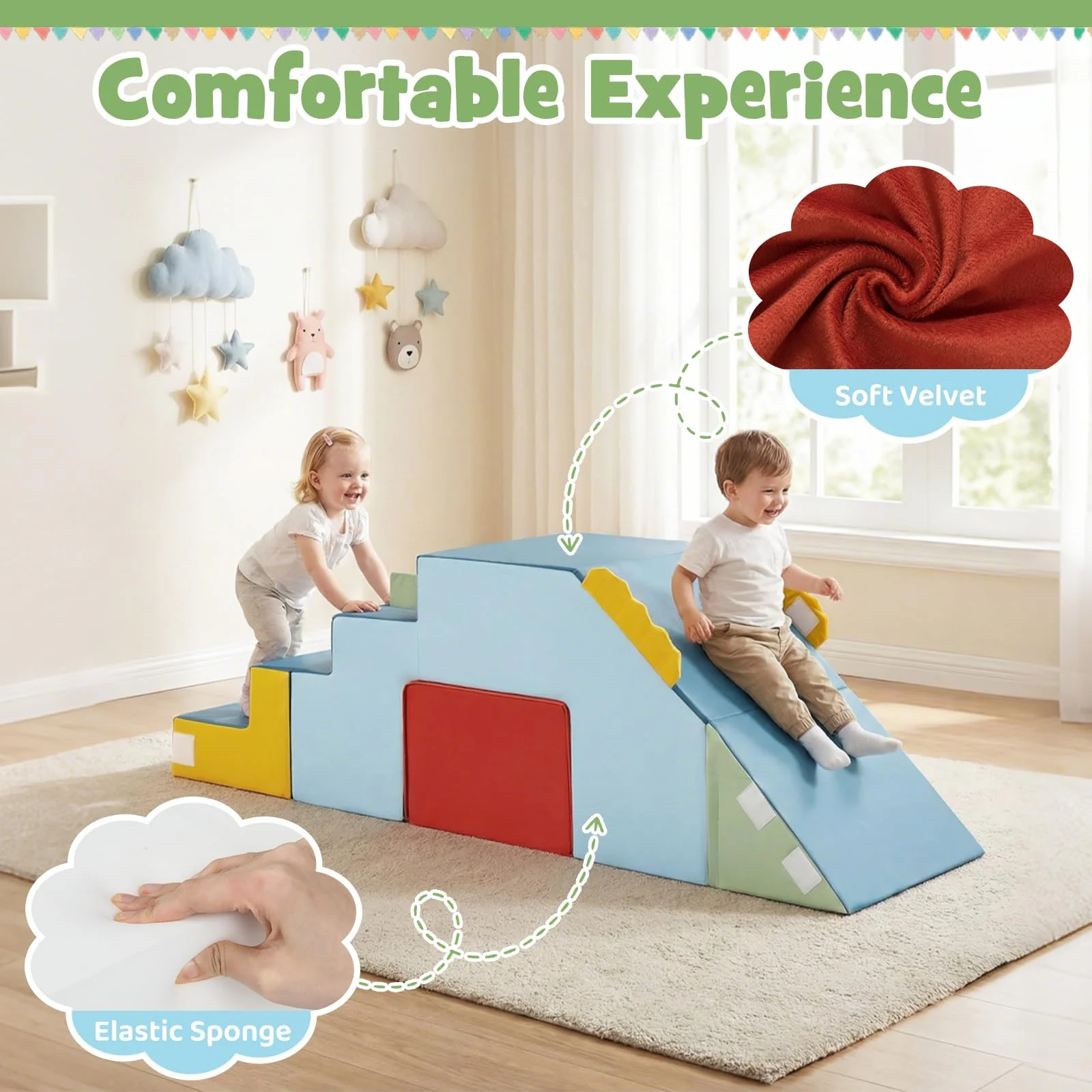 BABY JOY Kids Climb & Crawl Playset, Toddler Climber with Slide & Stairs - Image 6