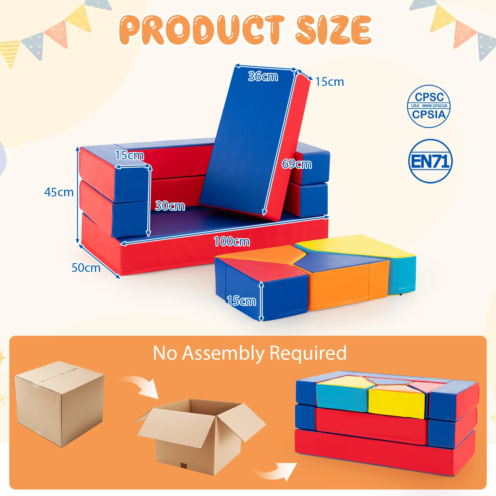BABY JOY Kids Crawl & Climb Foam Play Set, 4-in-1 Soft Foam Building Blocks for Babies, Modular Kids Sofa - Image 3