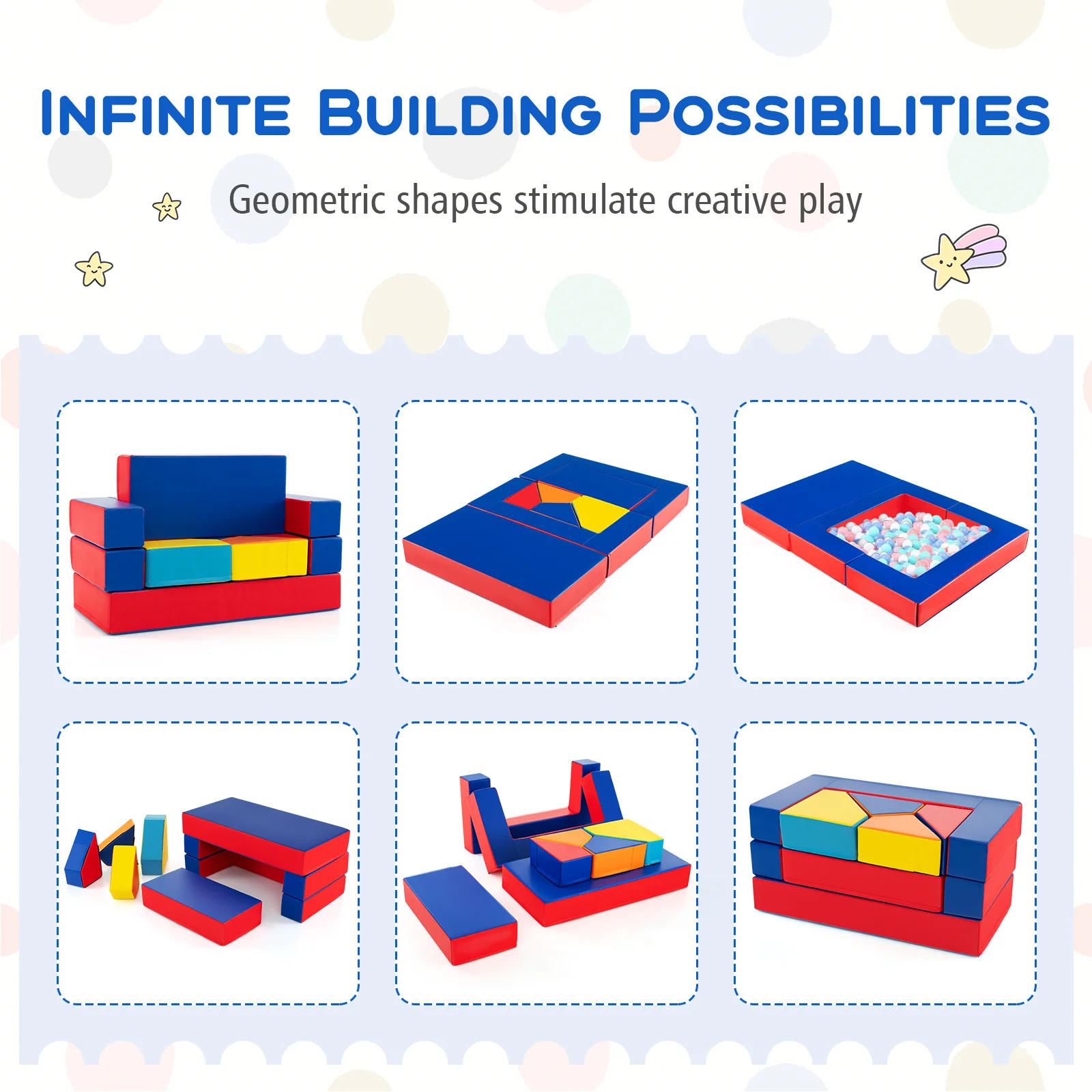 BABY JOY Kids Crawl & Climb Foam Play Set, 4-in-1 Soft Foam Building Blocks for Babies, Modular Kids Sofa - Image 5