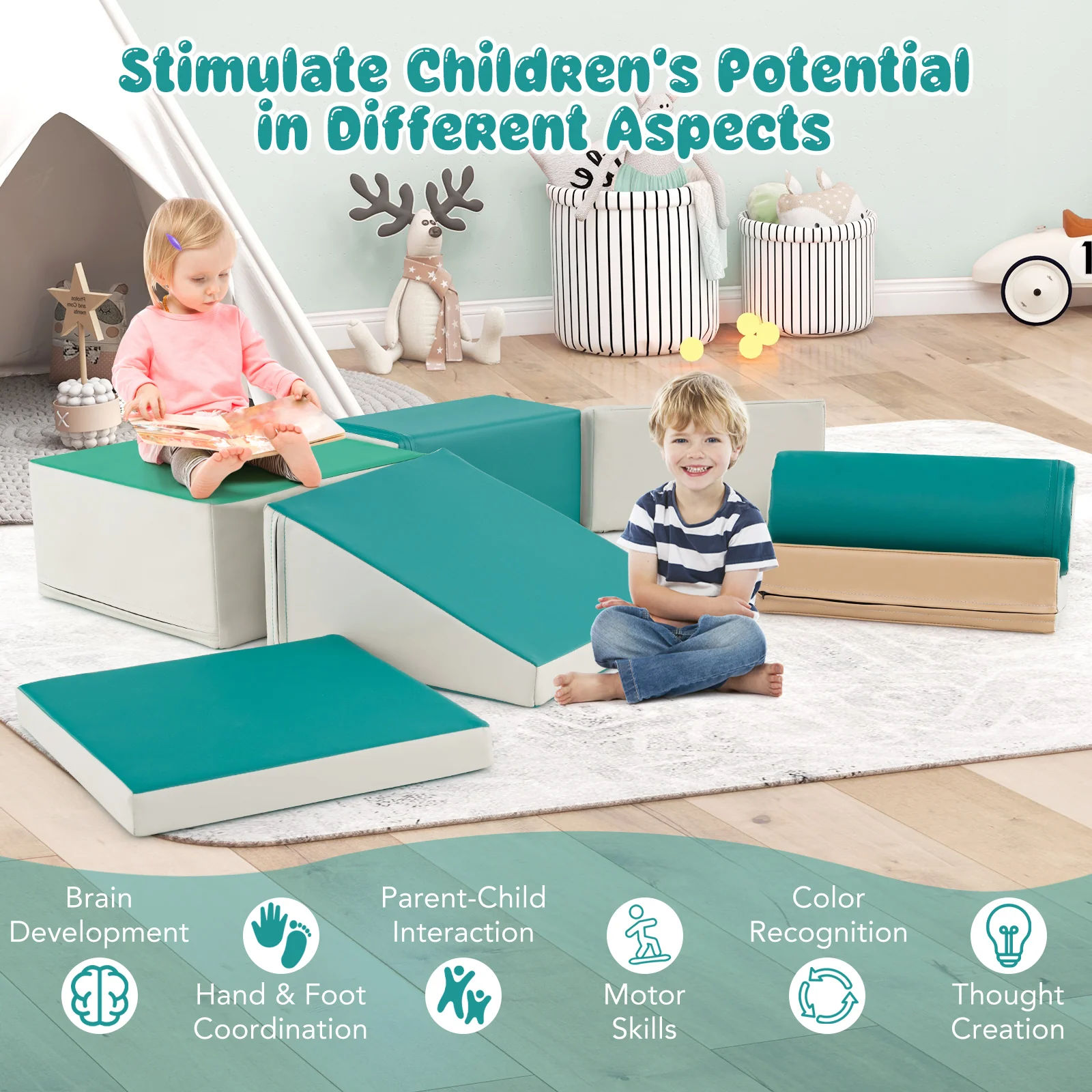 BABY JOY Kids Crawl & Climb Foam Play Set, 7-Piece - Image 15