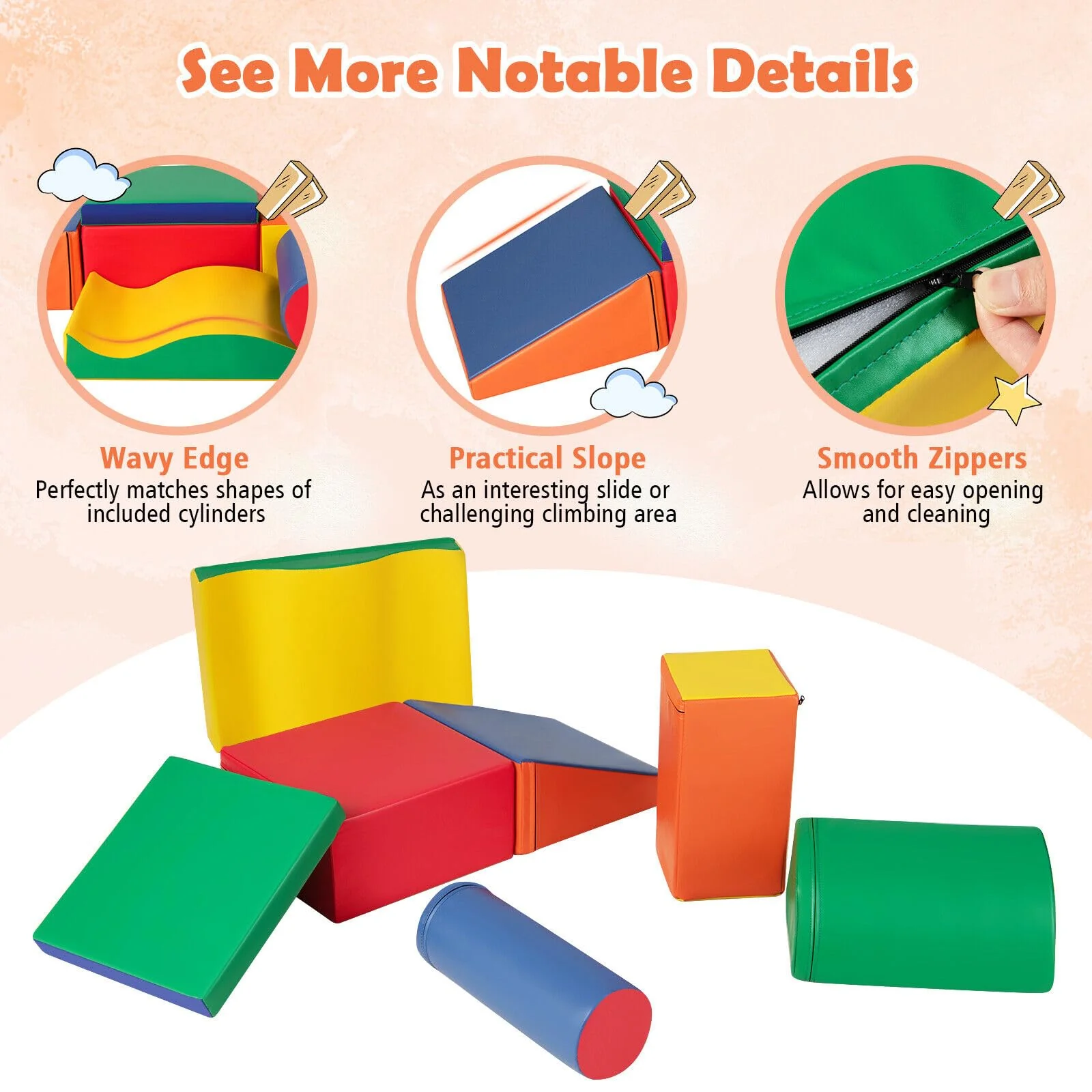 BABY JOY Kids Crawl & Climb Foam Play Set, 7-Piece - Image 7