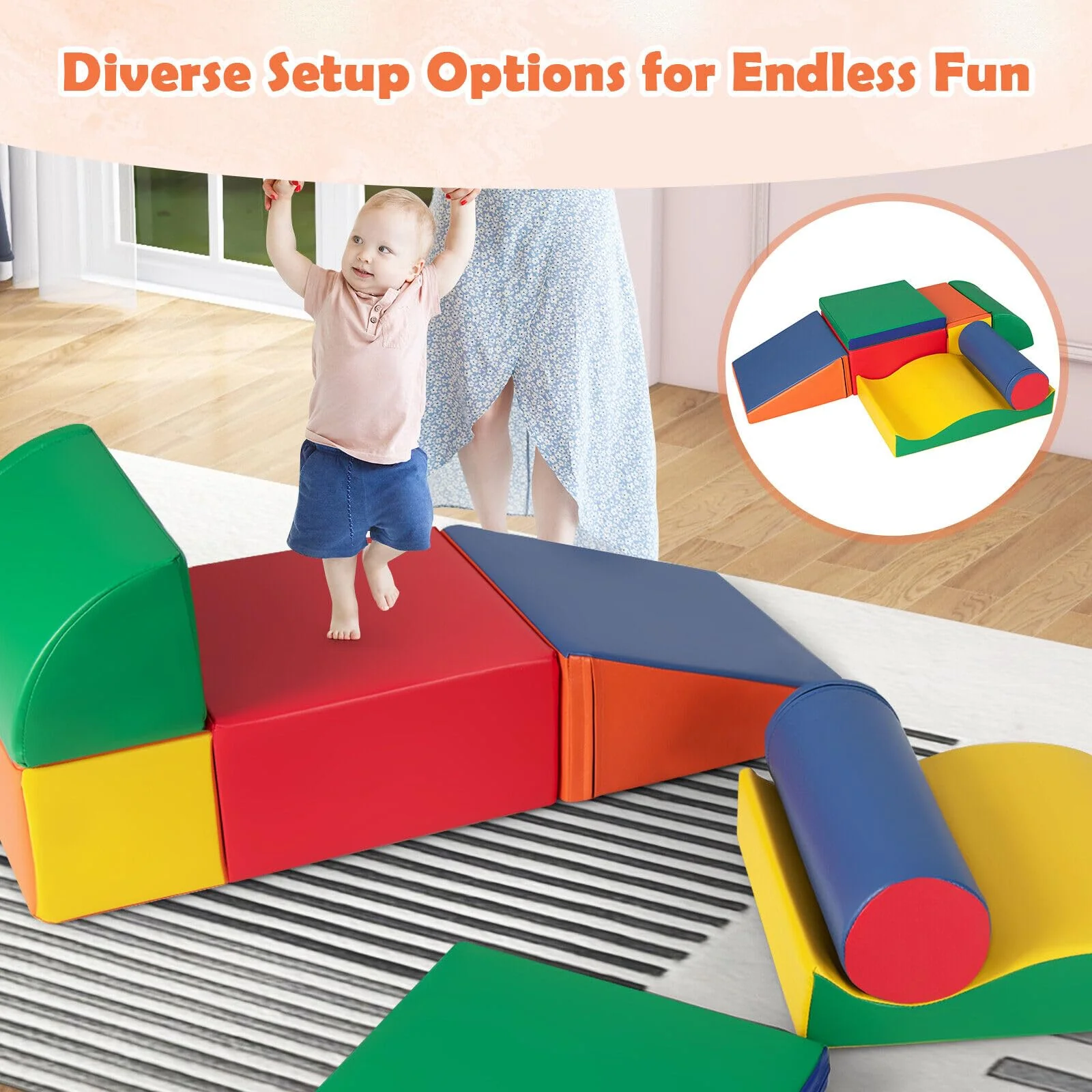 BABY JOY Kids Crawl & Climb Foam Play Set, 7-Piece - Image 8