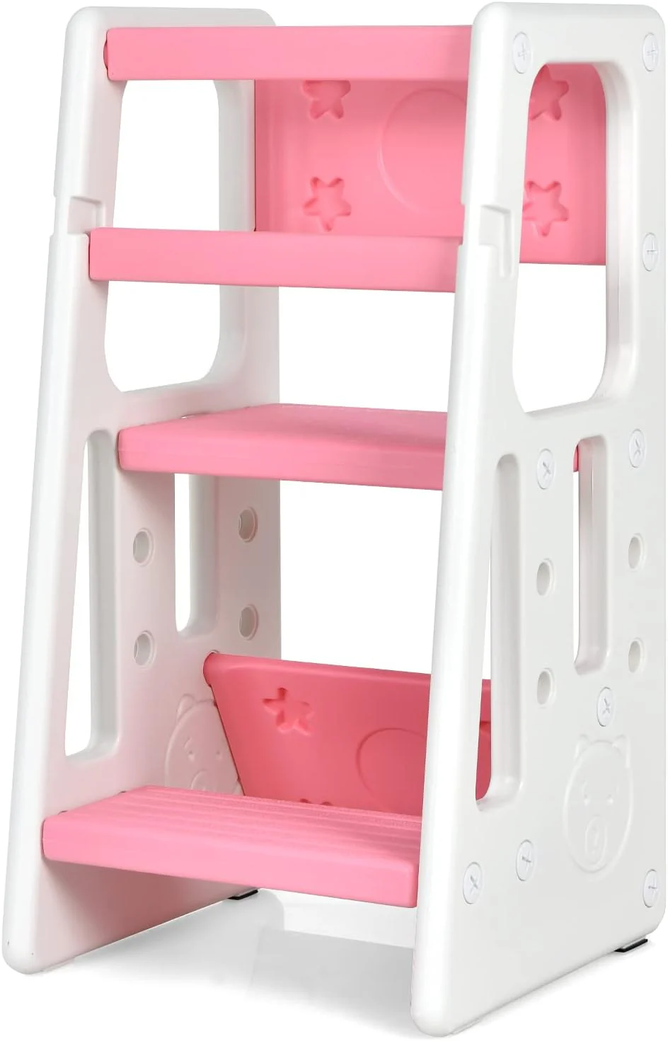BABY JOY Kids Kitchen Step Stool, Toddler Step Ladder w/ 3 Adjustable Heights, Non-Slip Design & Safety Handles - Image 12