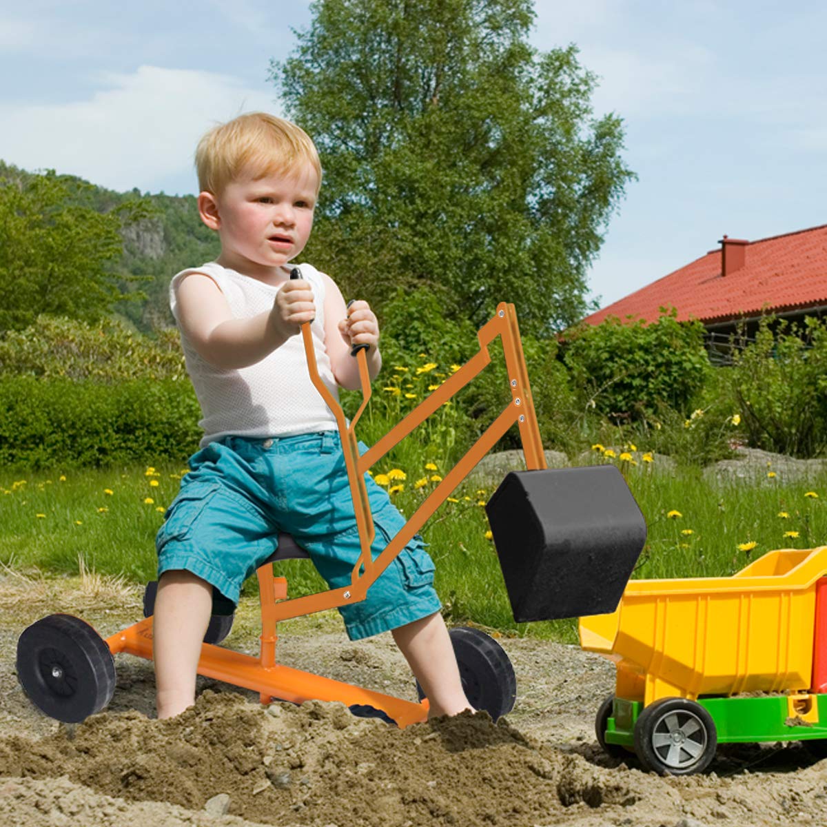 BABY JOY Kids Ride-on Sand Digger with Wheels - Image 2