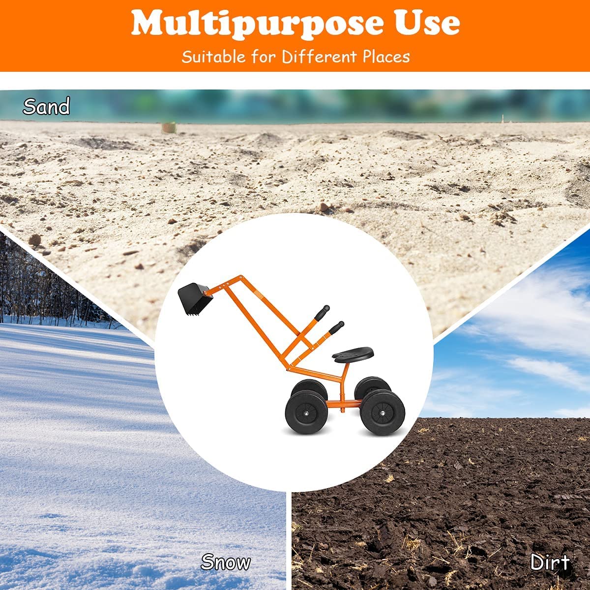 BABY JOY Kids Ride-on Sand Digger with Wheels - Image 4
