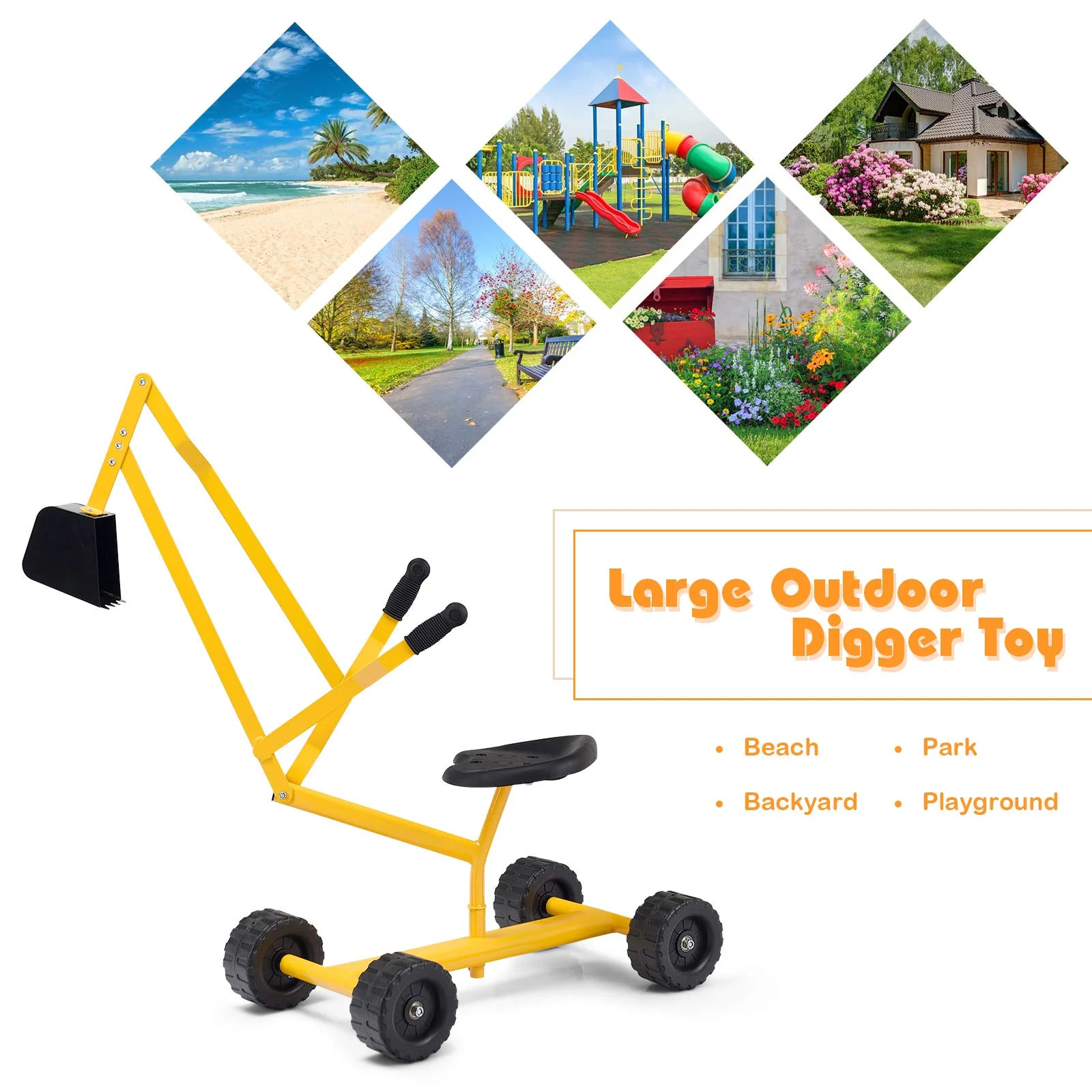 BABY JOY Kids Ride-on Sand Digger with Wheels - Image 4