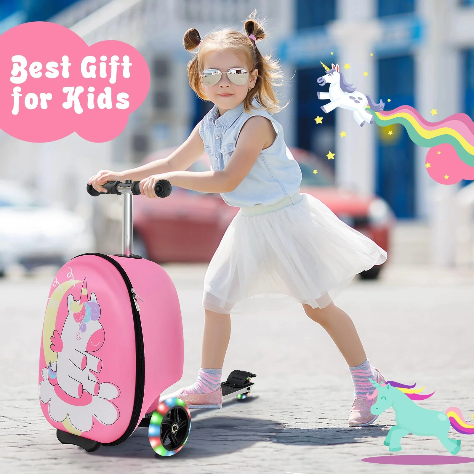 BABY JOY Kids Ride-on Suitcase Scooter - Image 3