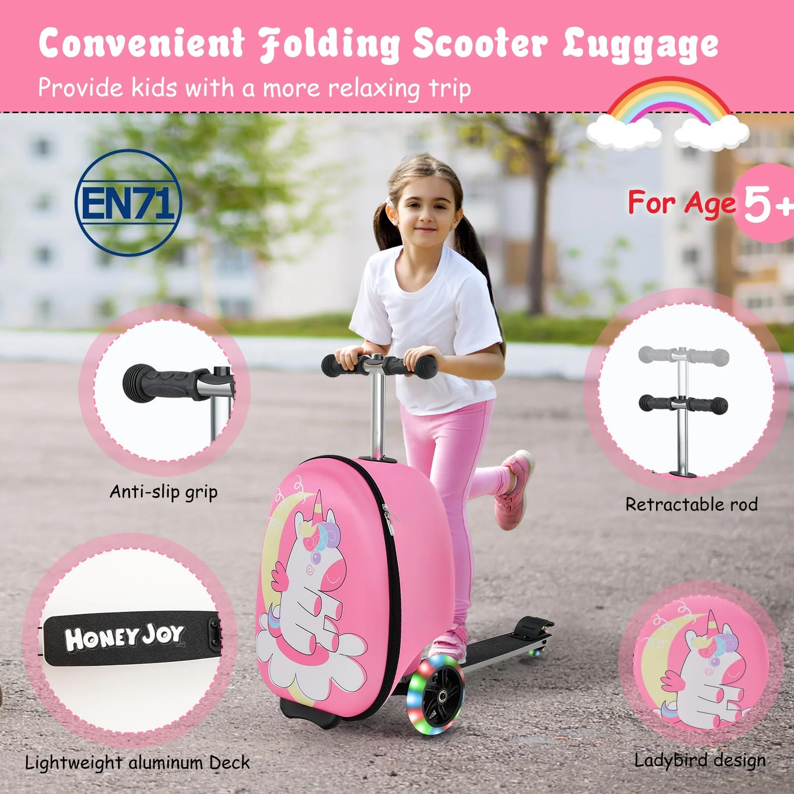 BABY JOY Kids Ride-on Suitcase Scooter - Image 5