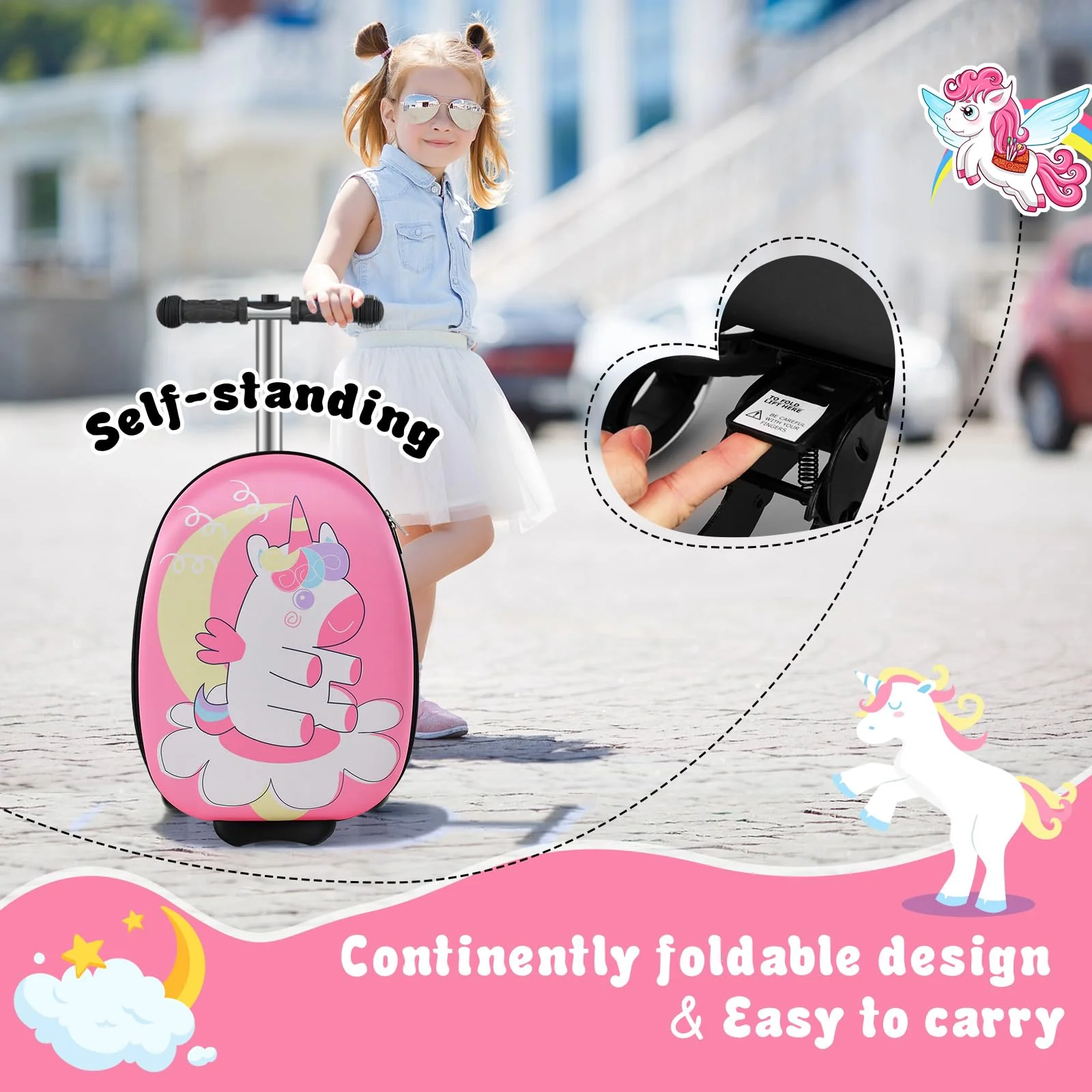 BABY JOY Kids Ride-on Suitcase Scooter - Image 7