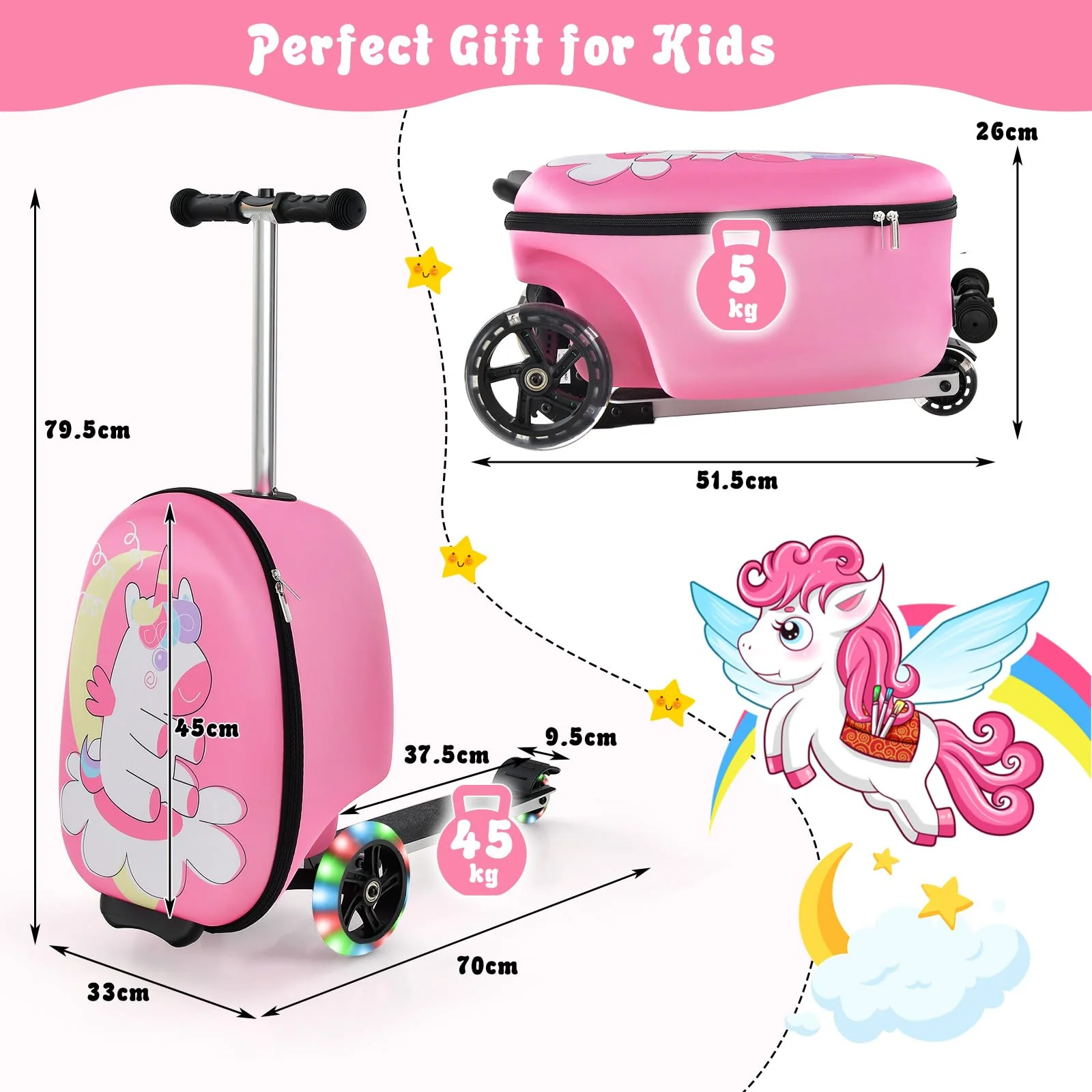 BABY JOY Kids Ride-on Suitcase Scooter - Image 8