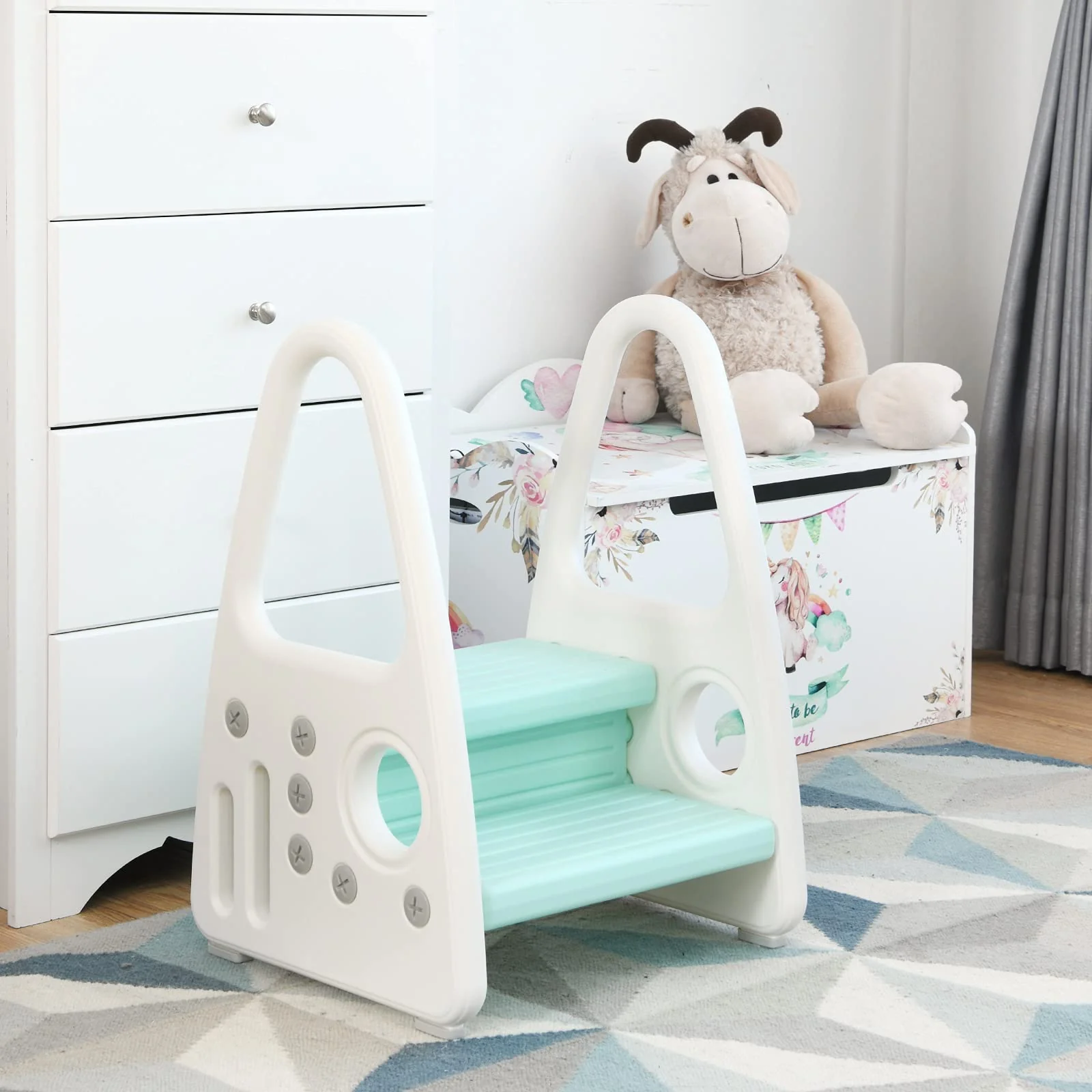 BABY JOY Kids Step Stool Toddler Step Ladder with Safety Handles & Non-Slip Steps, Holds up to 50 KG - Image 8