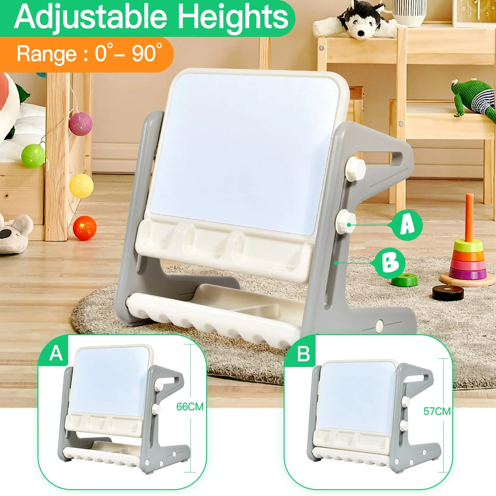 BABY JOY Kids Table & Chair, 2 in 1 Toddler Art Easel - Image 7