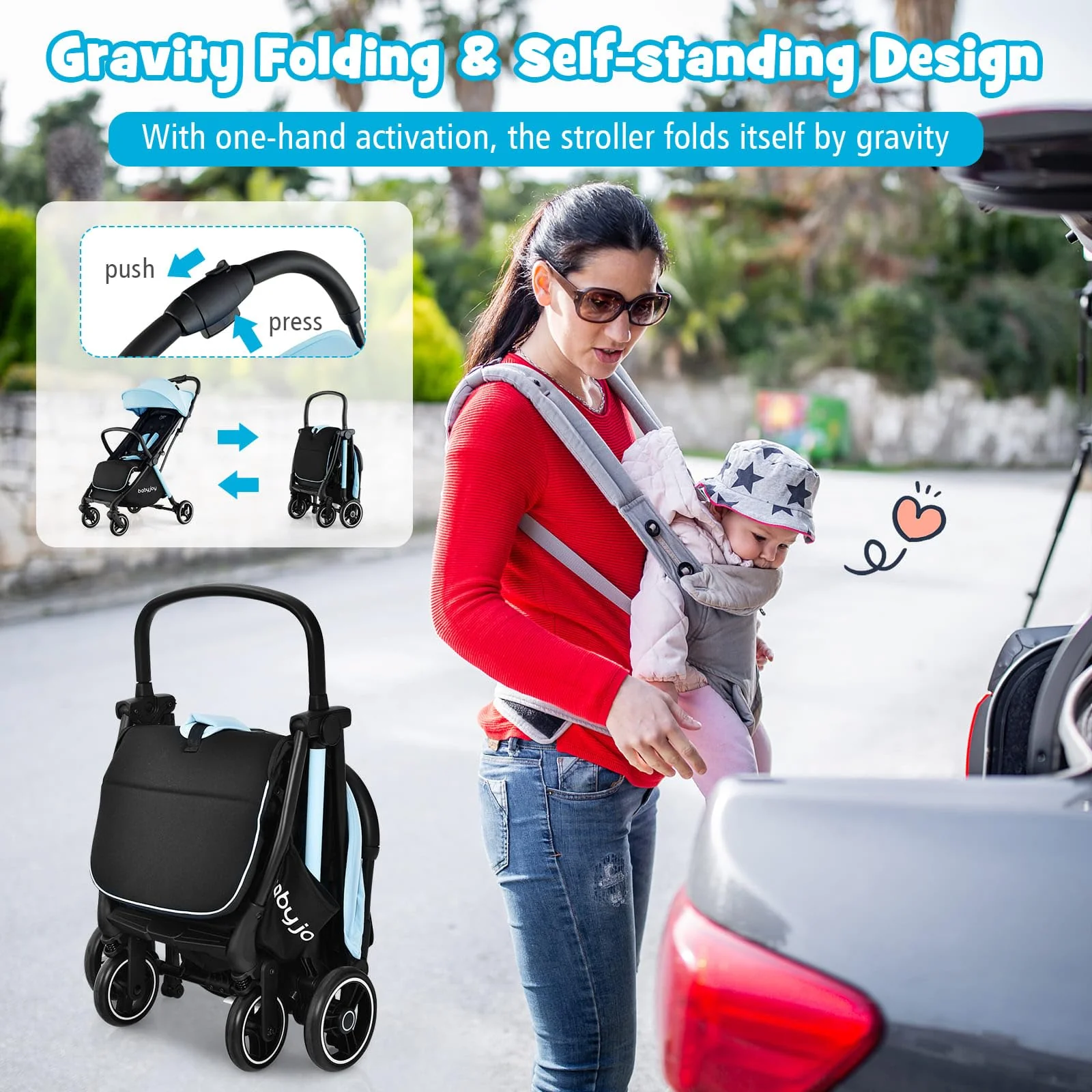 BABY JOY Lightweight Baby Stroller, Compact Travel Stroller for Airplane - Image 4