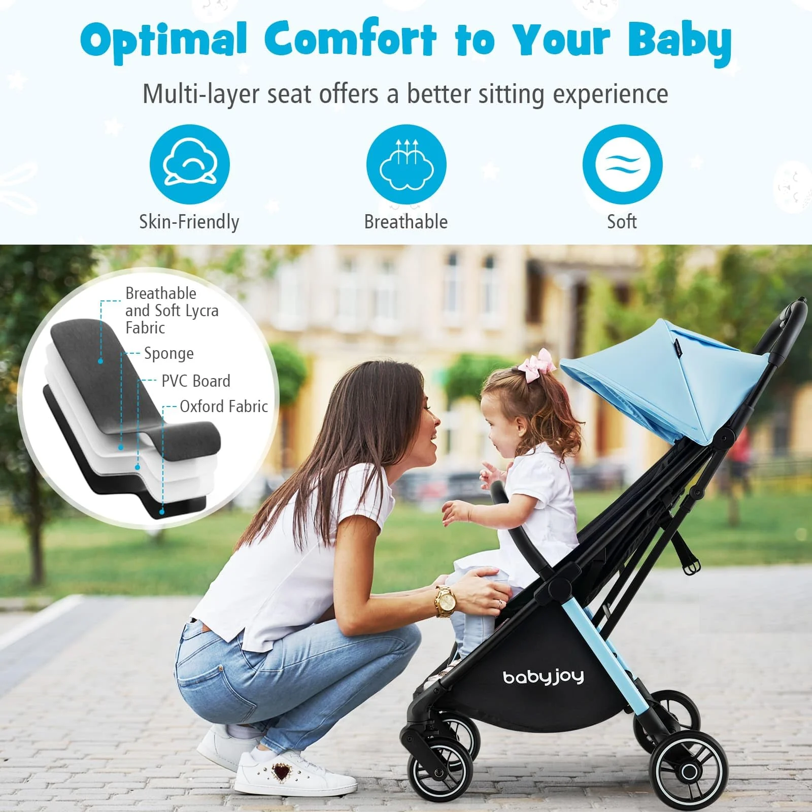 BABY JOY Lightweight Baby Stroller, Compact Travel Stroller for Airplane - Image 5
