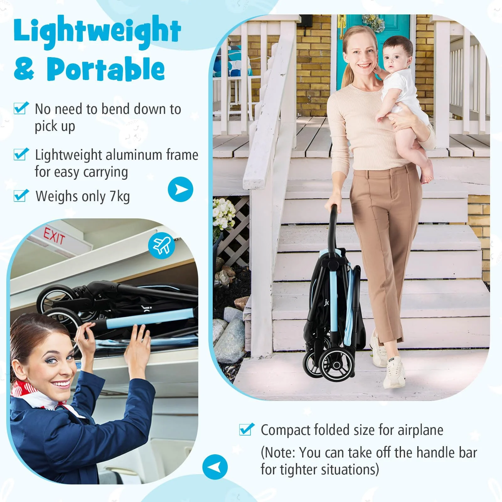 BABY JOY Lightweight Baby Stroller, Compact Travel Stroller for Airplane - Image 6