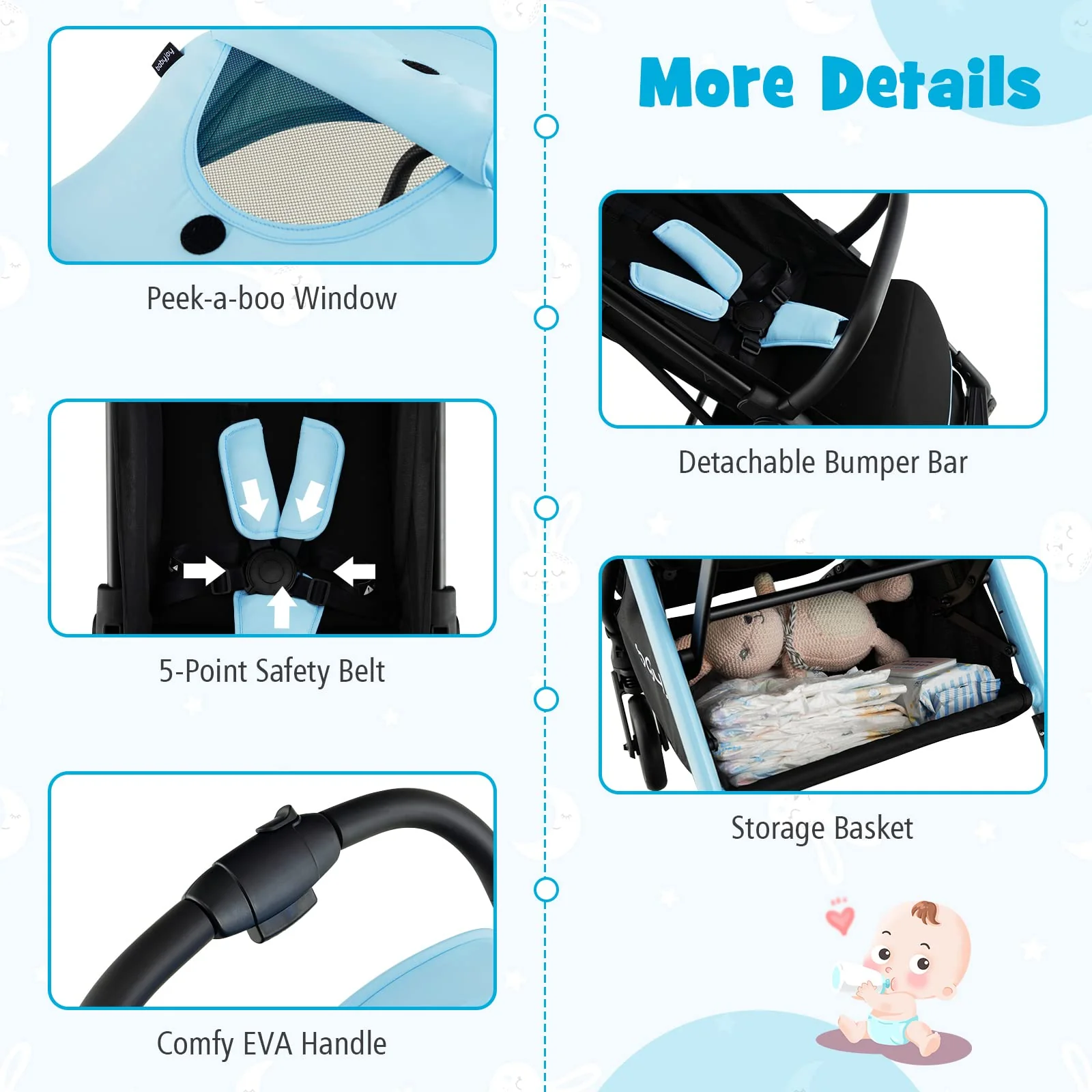BABY JOY Lightweight Baby Stroller, Compact Travel Stroller for Airplane - Image 9
