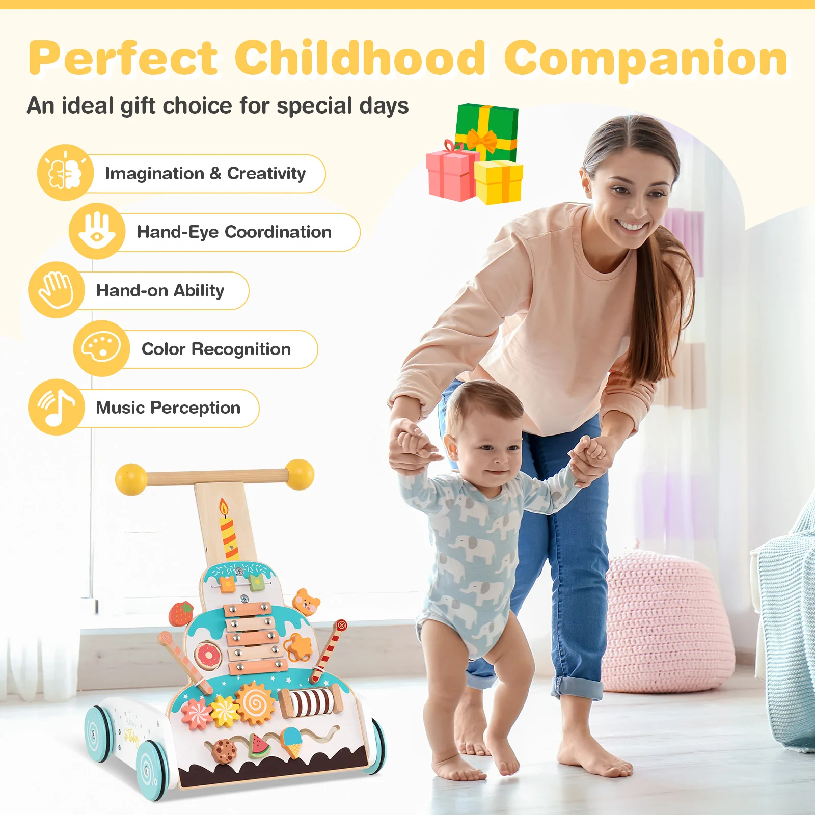 Baby Joy Montessori Wooden Baby Walker - Image 6