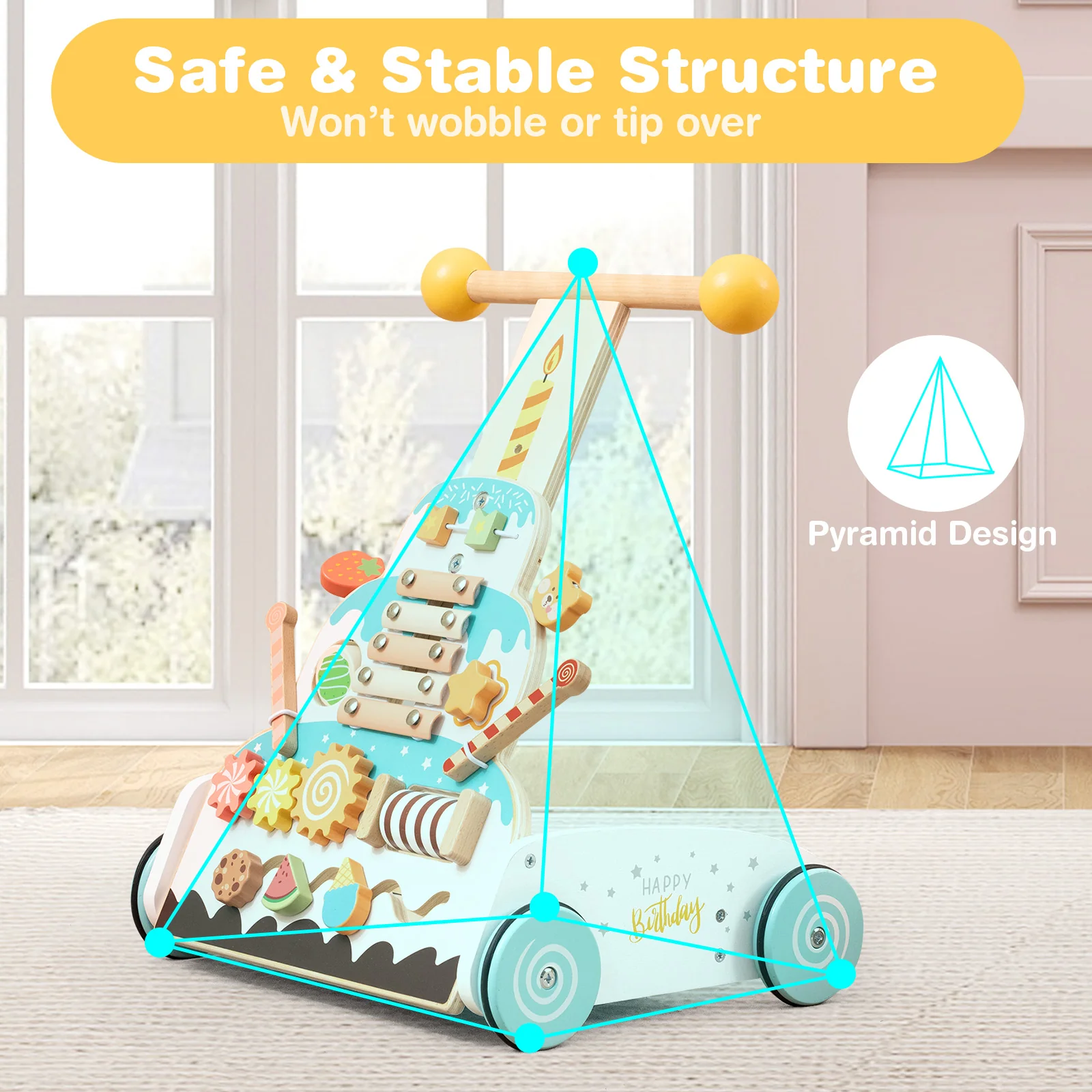 Baby Joy Montessori Wooden Baby Walker - Image 7
