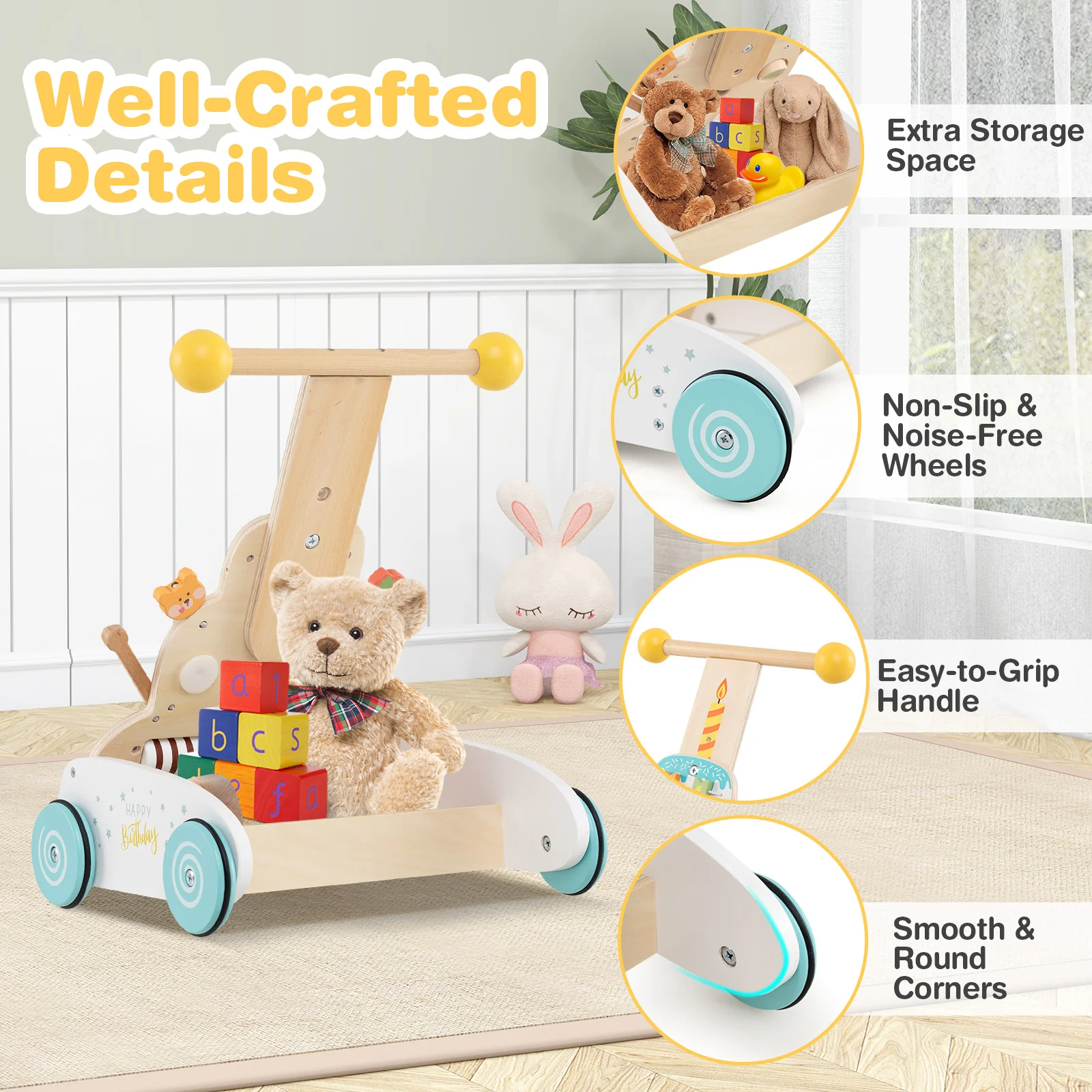 Baby Joy Montessori Wooden Baby Walker - Image 8