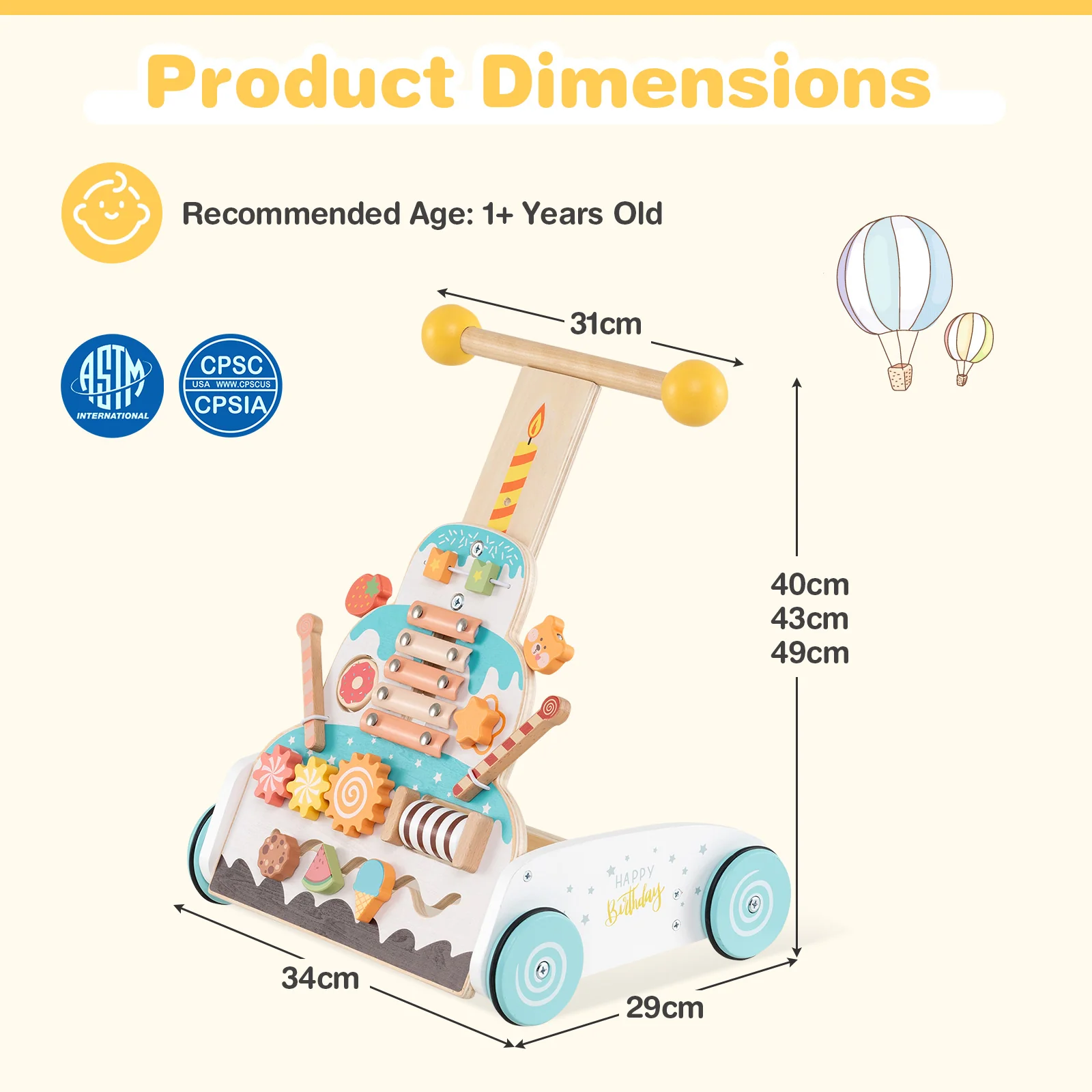 Baby Joy Montessori Wooden Baby Walker - Image 9