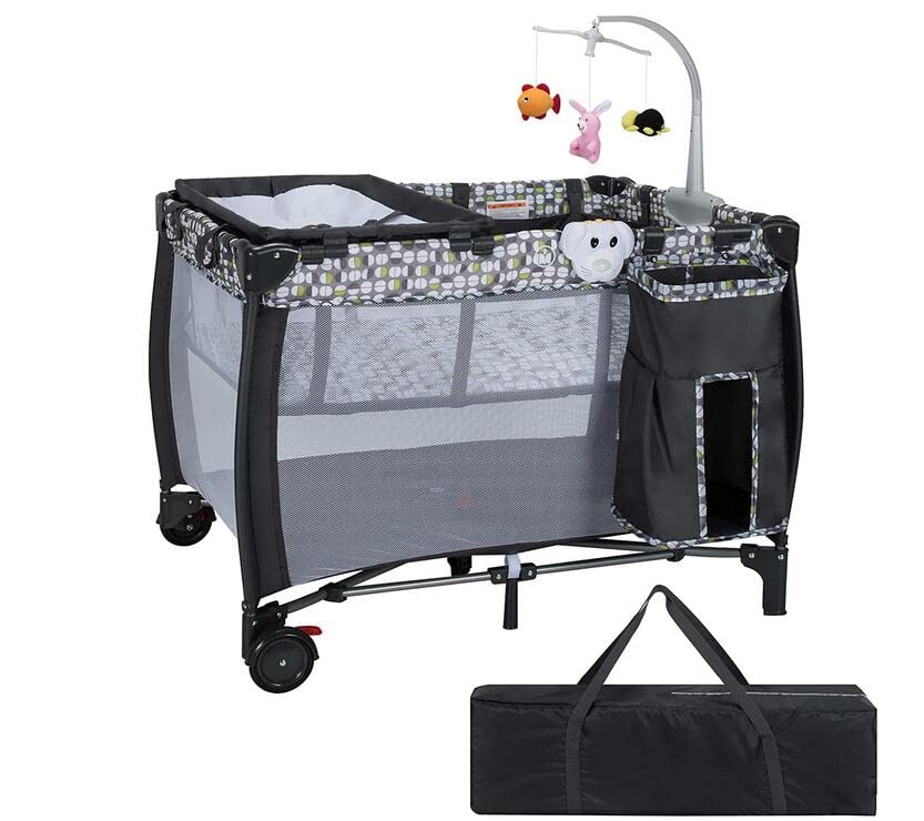 BABY JOY 3-in-1 Portable Baby Bassinets, Folding Travel Cot for Infant Toddler - Image 10