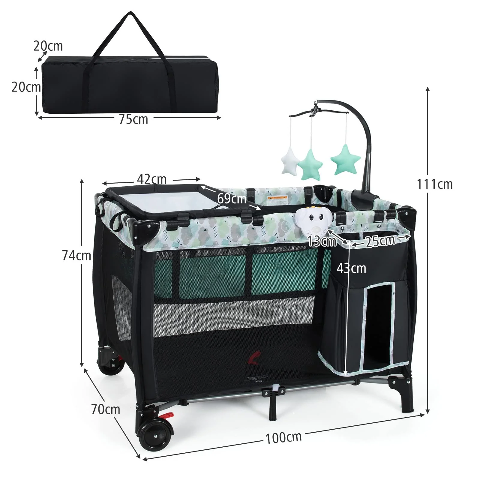 BABY JOY 3-in-1 Portable Baby Bassinets, Folding Travel Cot for Infant Toddler - Image 7