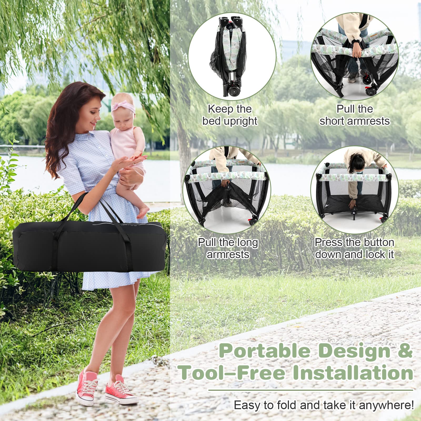 BABY JOY Portable Baby Bassinets - Image 7